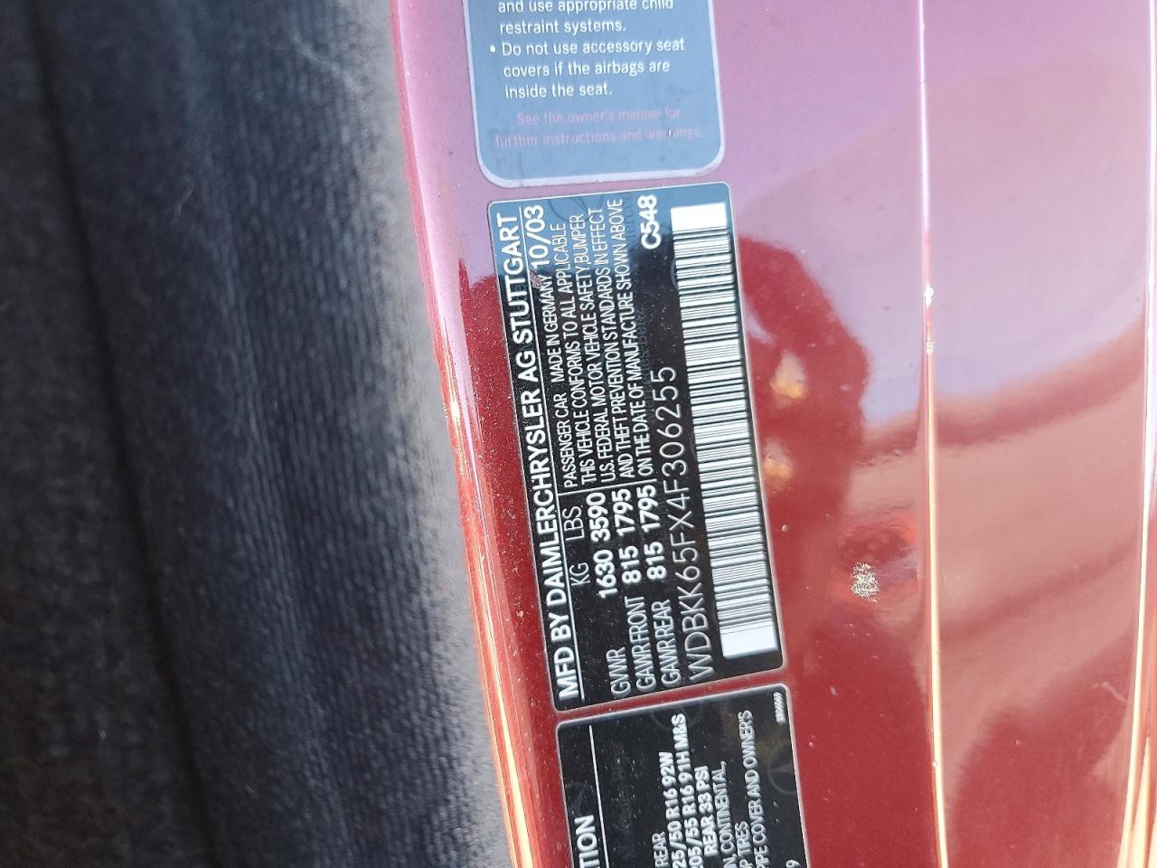 2004 Mercedes-benz Slk 320 Burgundy vin: WDBKK65FX4F306255