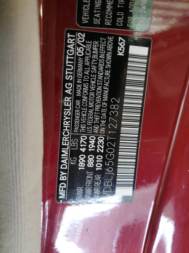 2002 Mercedes-benz Clk 320 Maroon vin: WDBLJ65G02T127382