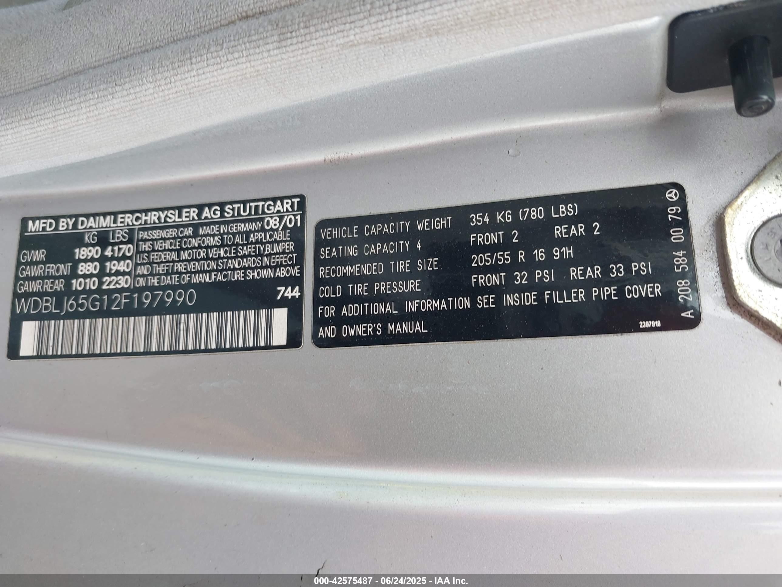 2002 Mercedes-benz Clk 320   Silver vin: WDBLJ65G12F197990
