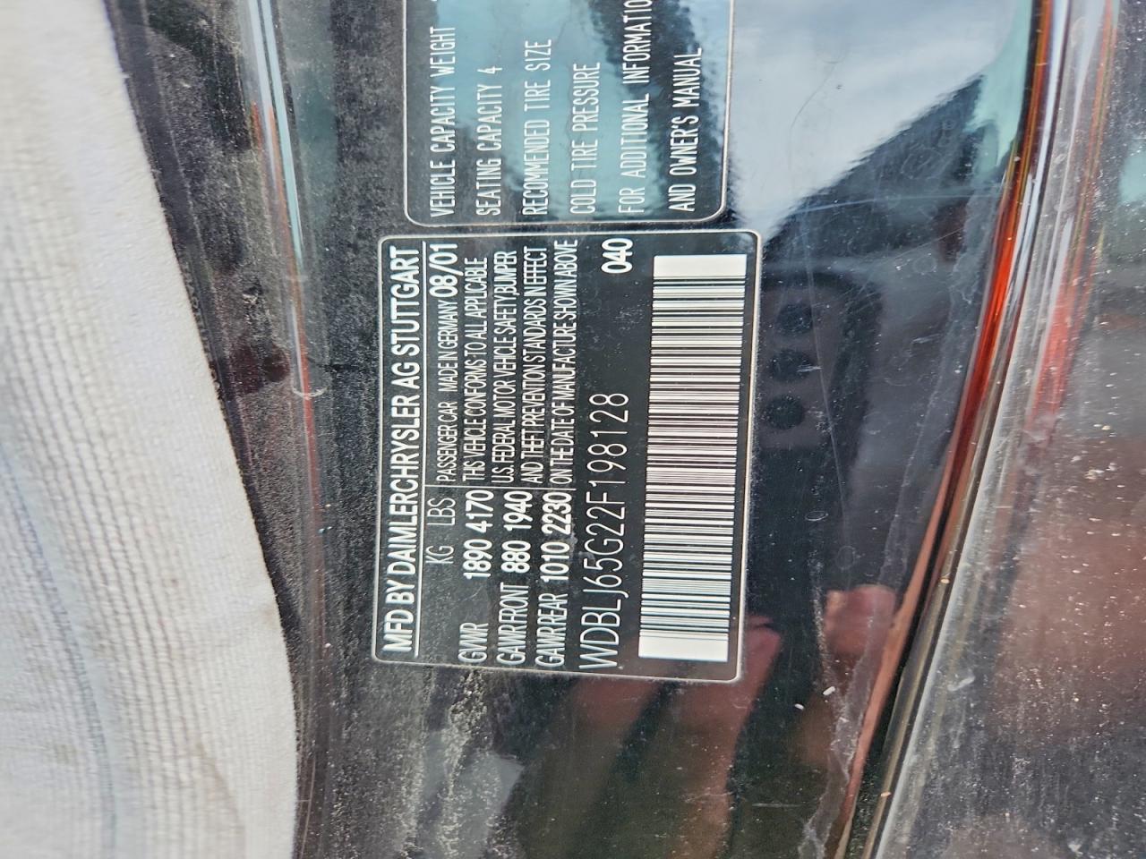 2002 Mercedes-benz Clk 320 Black vin: WDBLJ65G22F198128