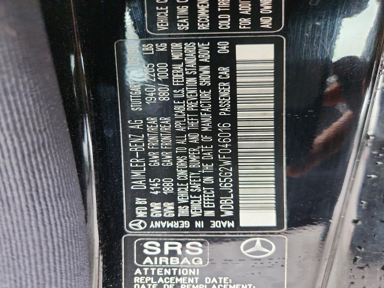 1998 Mercedes-benz Clk 320 Black vin: WDBLJ65G2WF046016