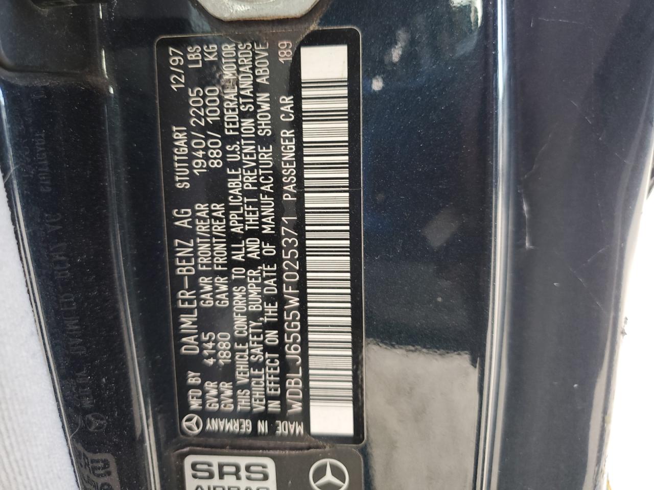 1998 Mercedes-benz Clk 320 Black vin: WDBLJ65G5WF025371
