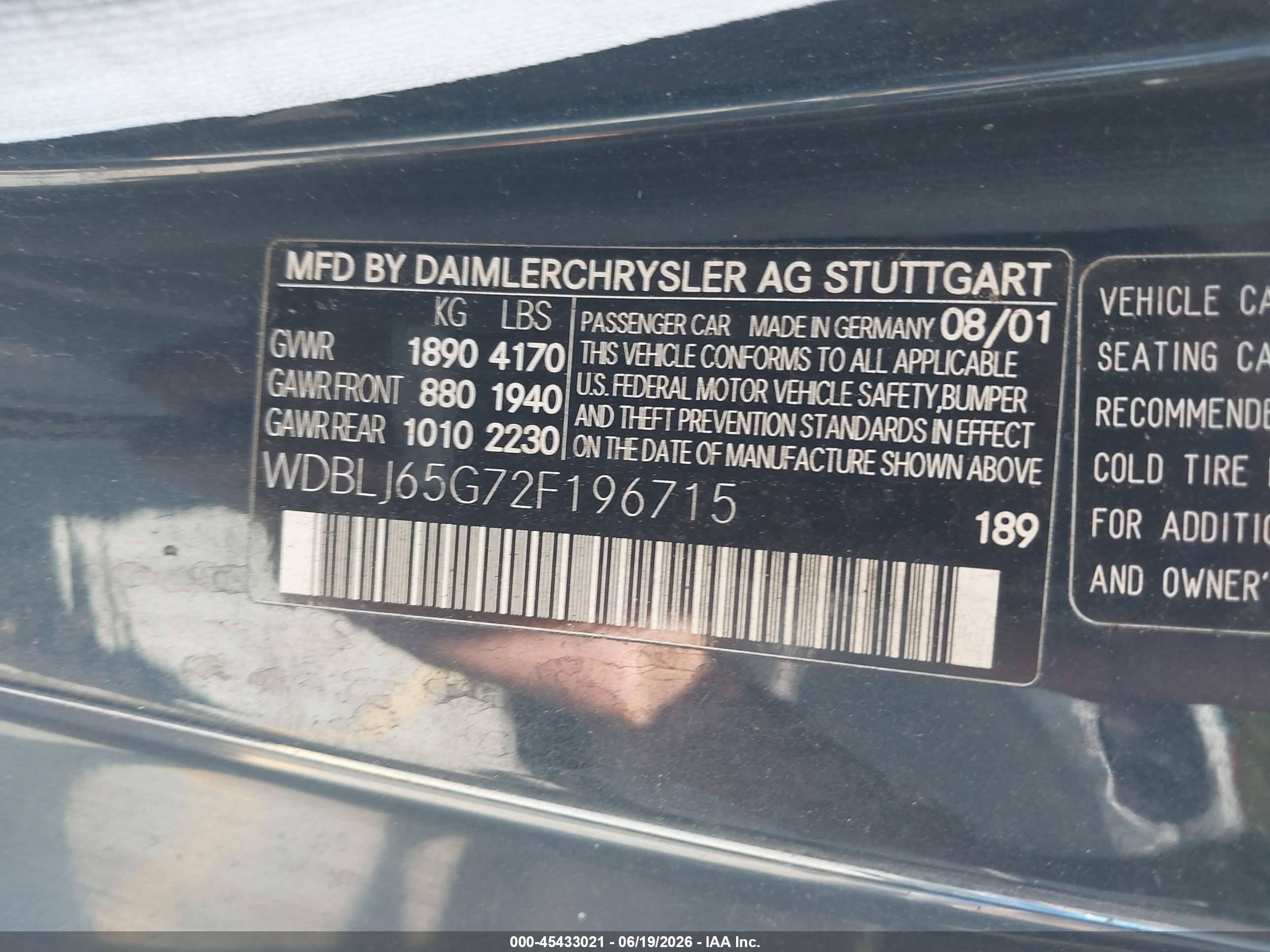 2002 Mercedes-benz Clk 320   Black vin: WDBLJ65G72F196715