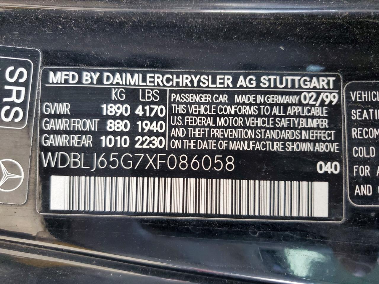 1999 Mercedes-benz Clk 320 Black vin: WDBLJ65G7XF086058