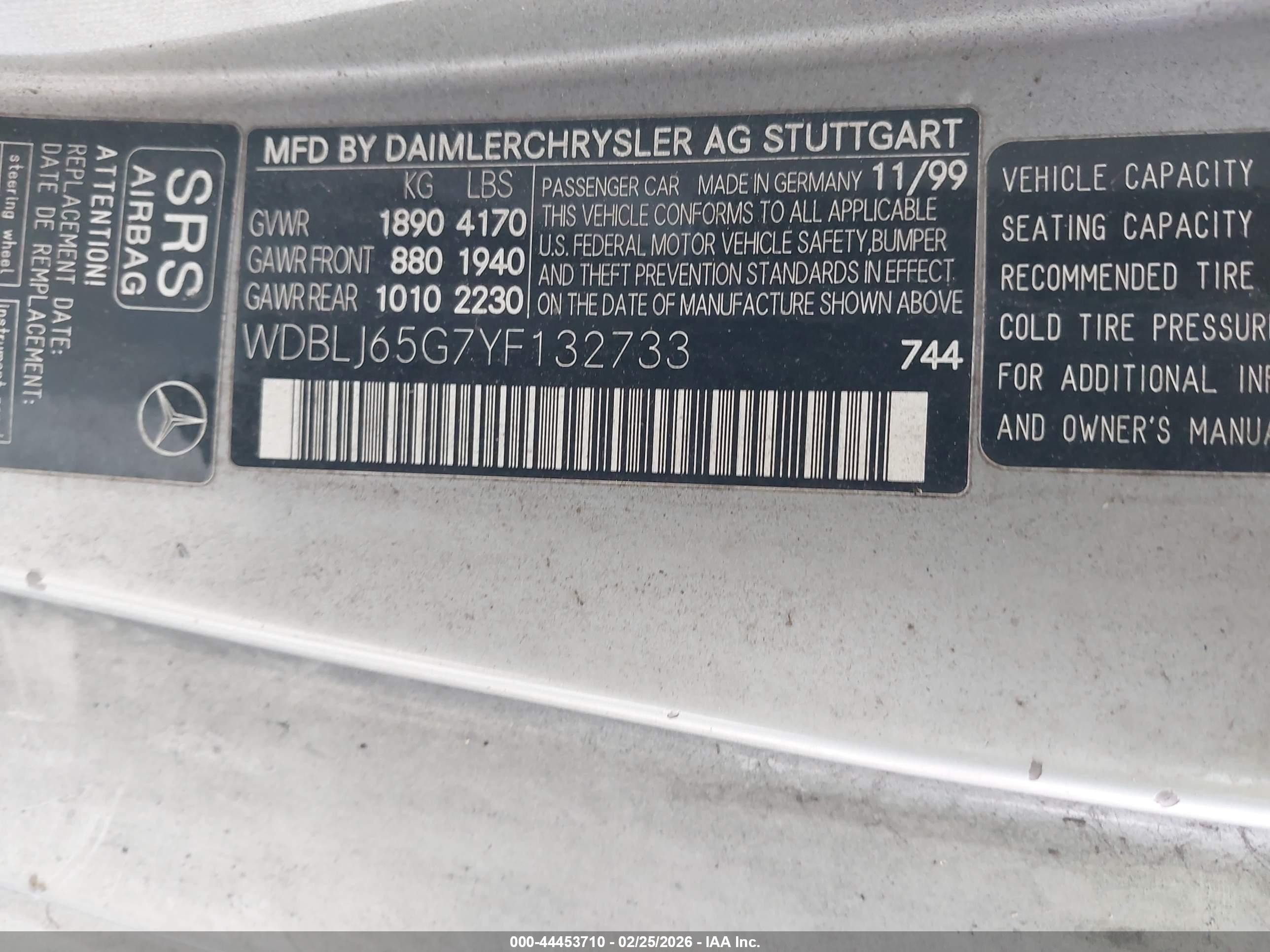 2000 Mercedes-benz Clk 320   Silver vin: WDBLJ65G7YF132733