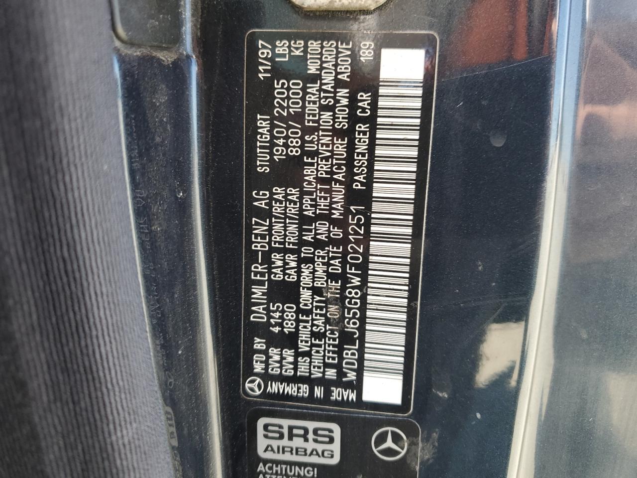 1998 Mercedes-benz Clk 320   Blue vin: WDBLJ65G8WF021251