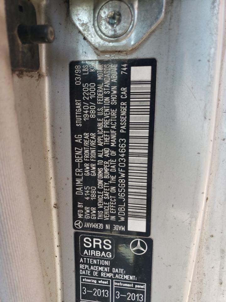 1998 Mercedes-benz Clk 320 Silver vin: WDBLJ65G8WF034663