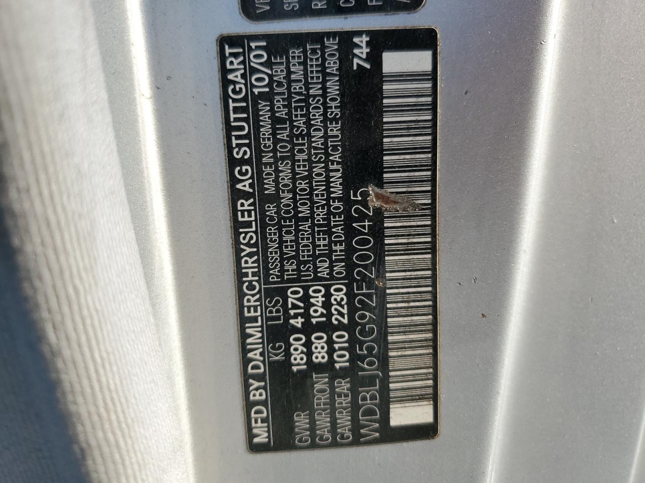 2002 Mercedes-benz Clk 320 Silver vin: WDBLJ65G92F200425
