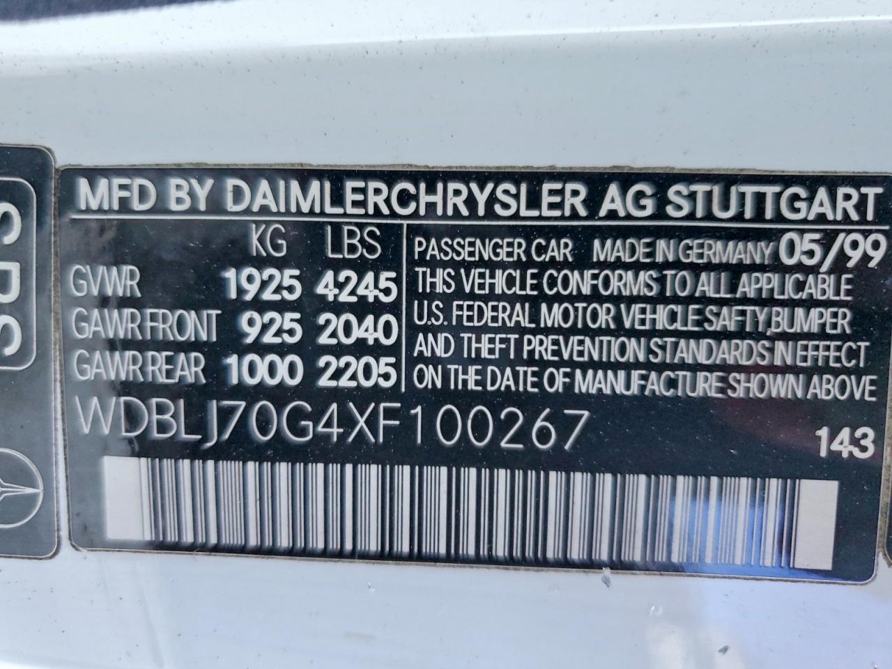 1999 Mercedes-benz Clk 430 White vin: WDBLJ70G4XF100267