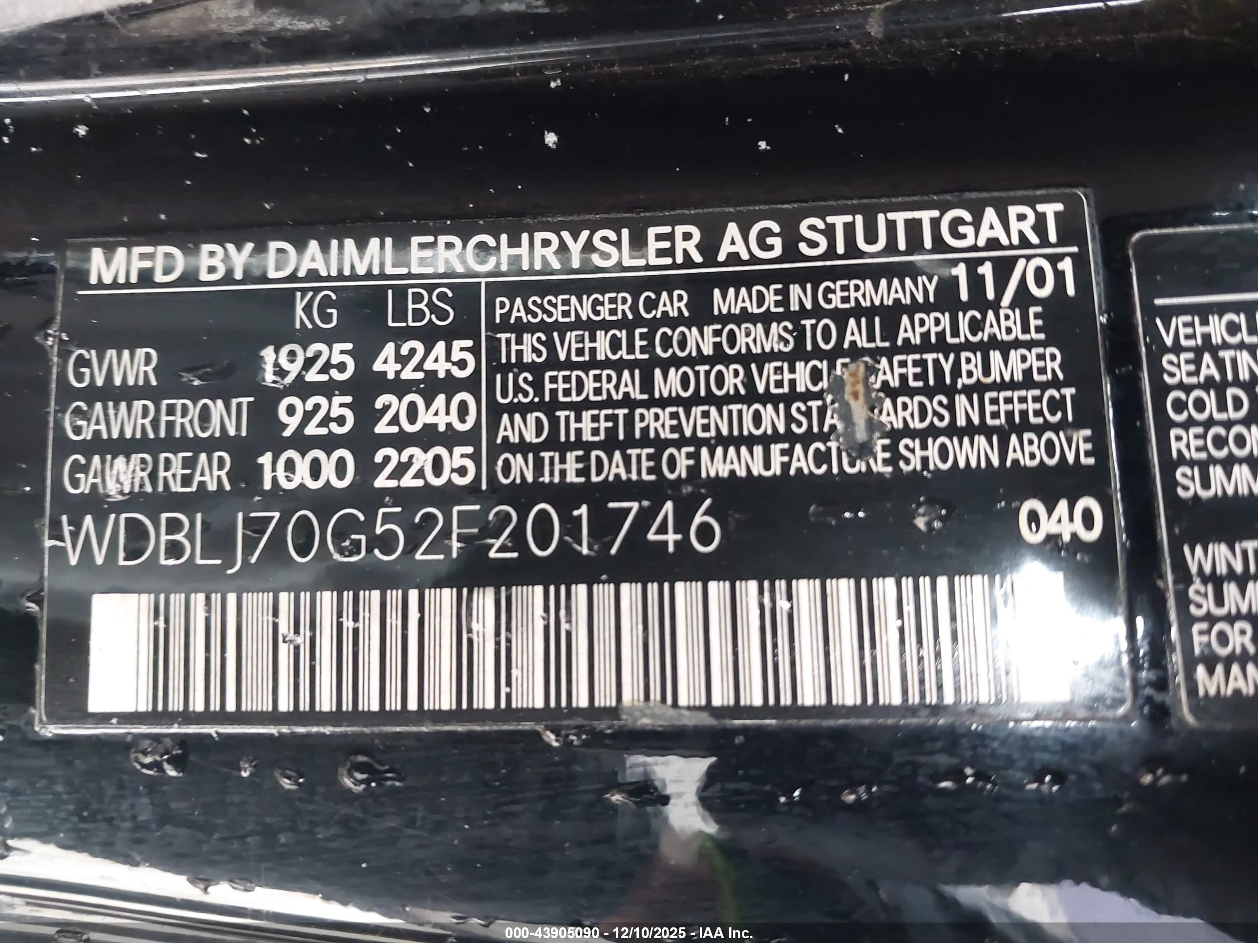 2002 Mercedes-benz Clk 430   Black vin: WDBLJ70G52F201746
