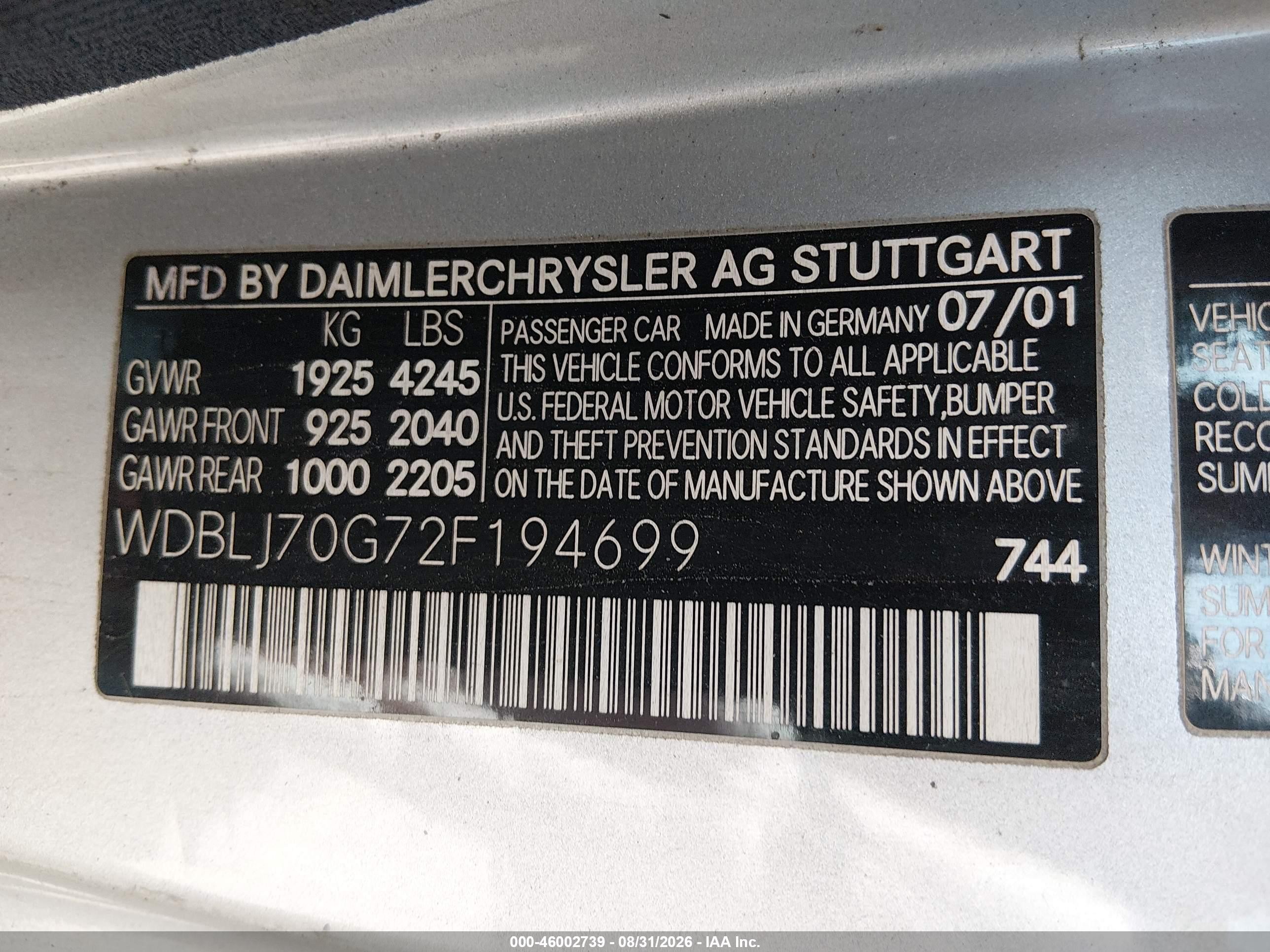 2002 Mercedes-benz Clk 430   Silver vin: WDBLJ70G72F194699
