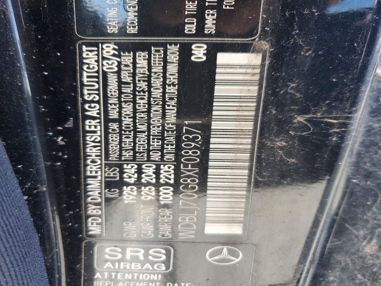 1999 Mercedes-benz Clk 430 Черный vin: WDBLJ70G8XF089371