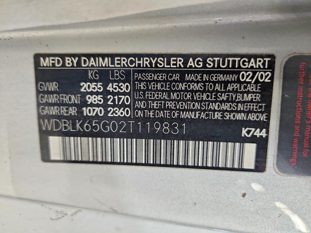 2002 Mercedes-benz Clk 320 Silver vin: WDBLK65G02T119831
