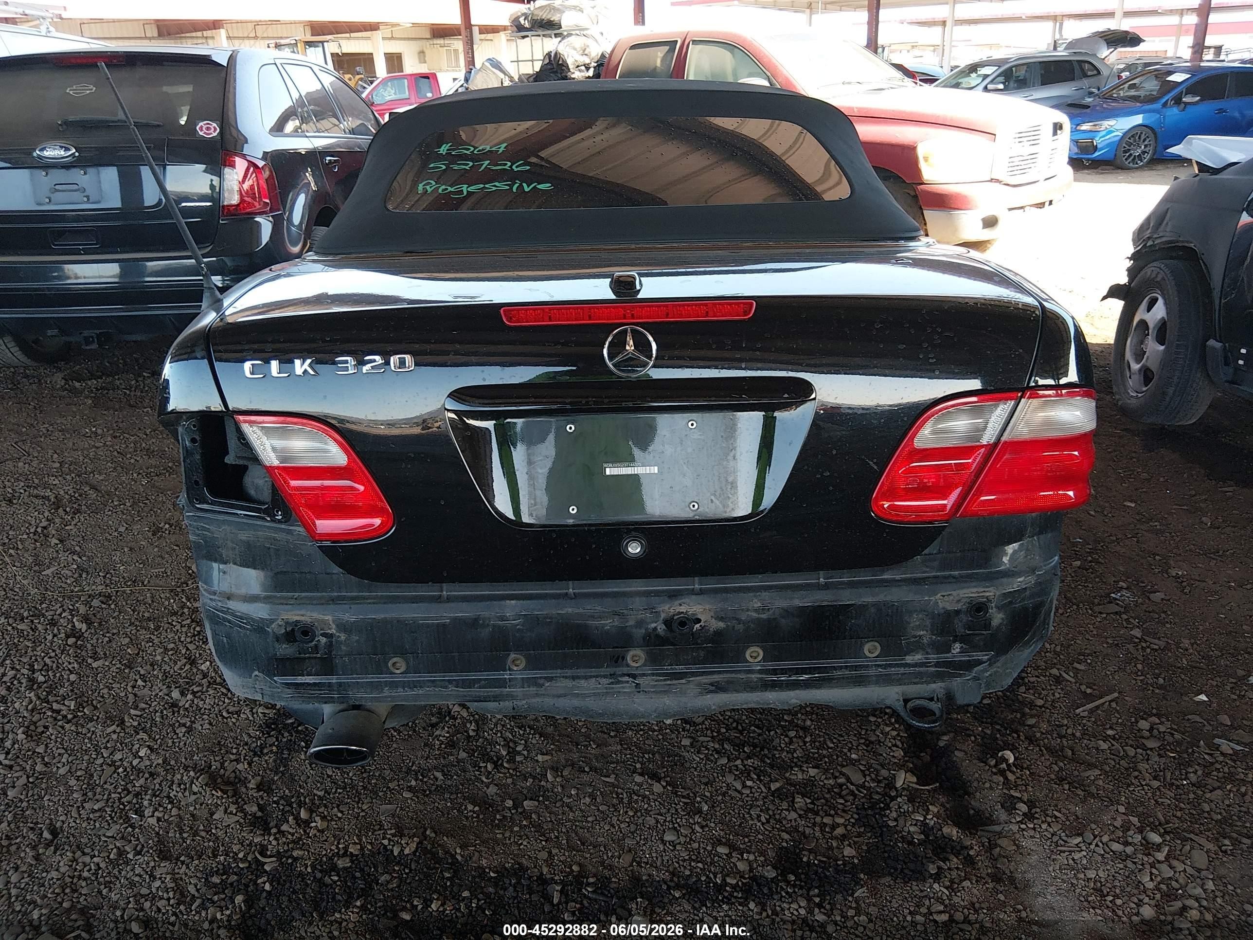 2003 Mercedes-benz Clk 320 Black vin: WDBLK65G23T144375