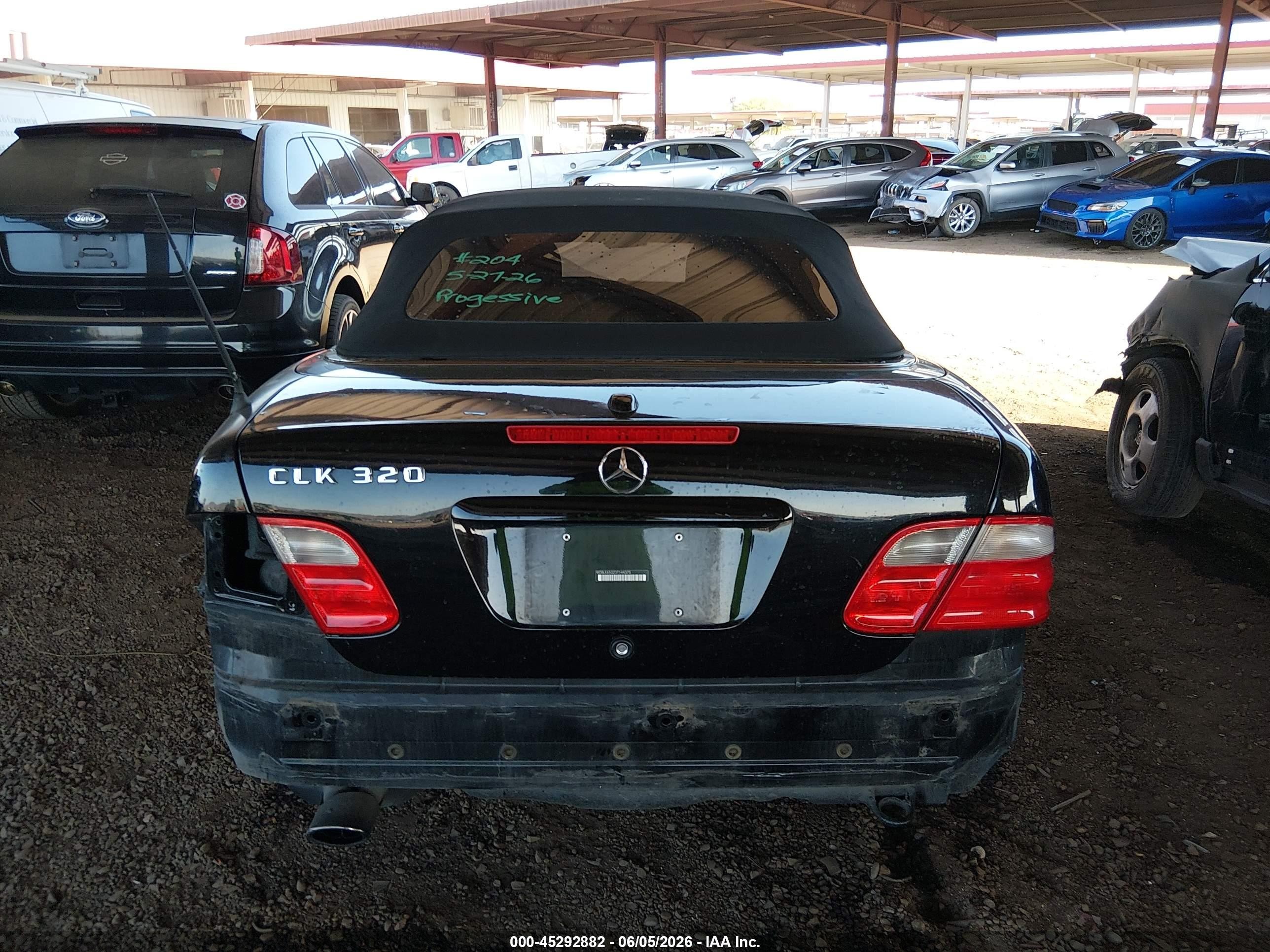 2003 Mercedes-benz Clk 320 Black vin: WDBLK65G23T144375