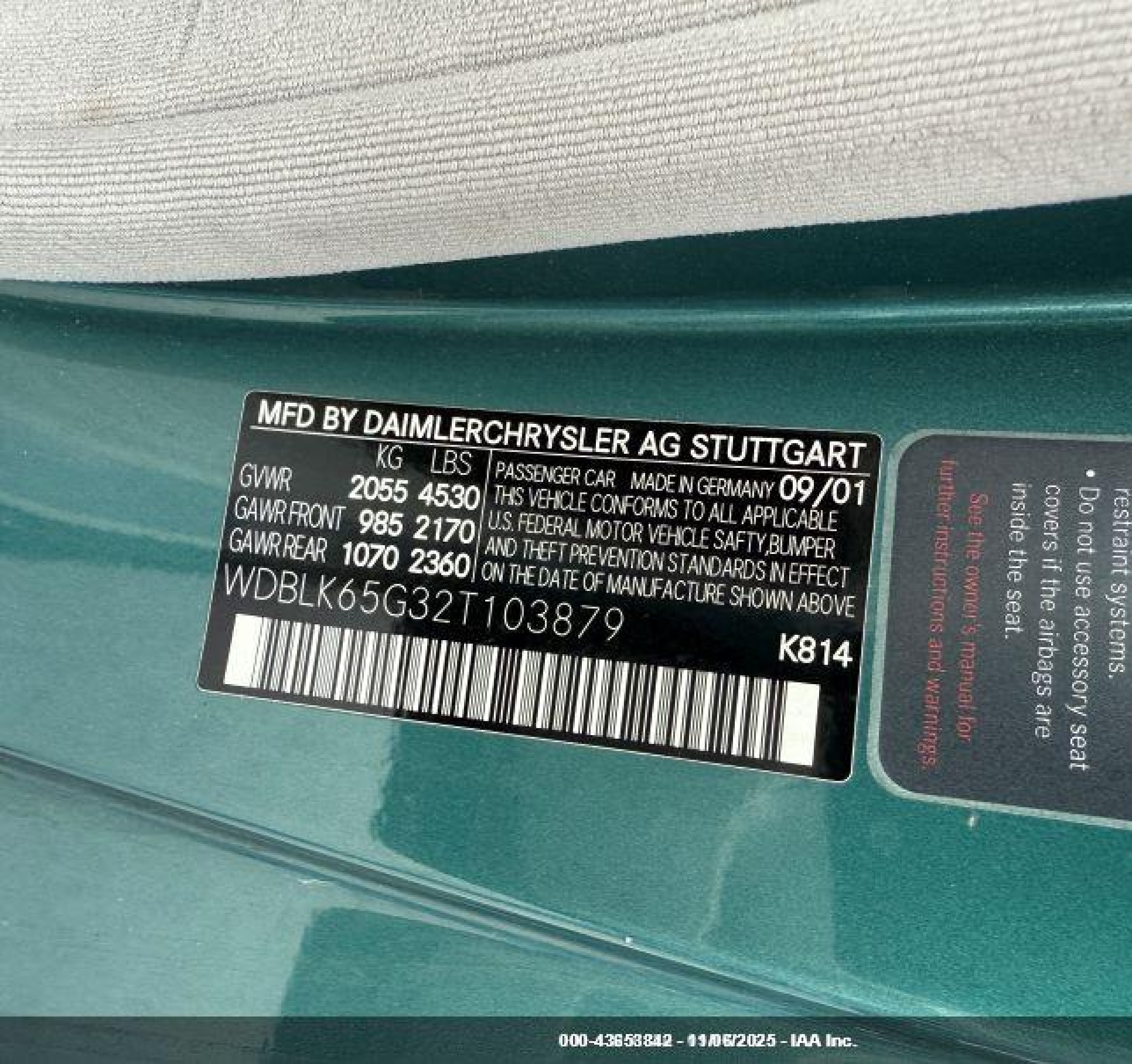 2002 Mercedes-benz Clk 320   Blue vin: WDBLK65G32T103879