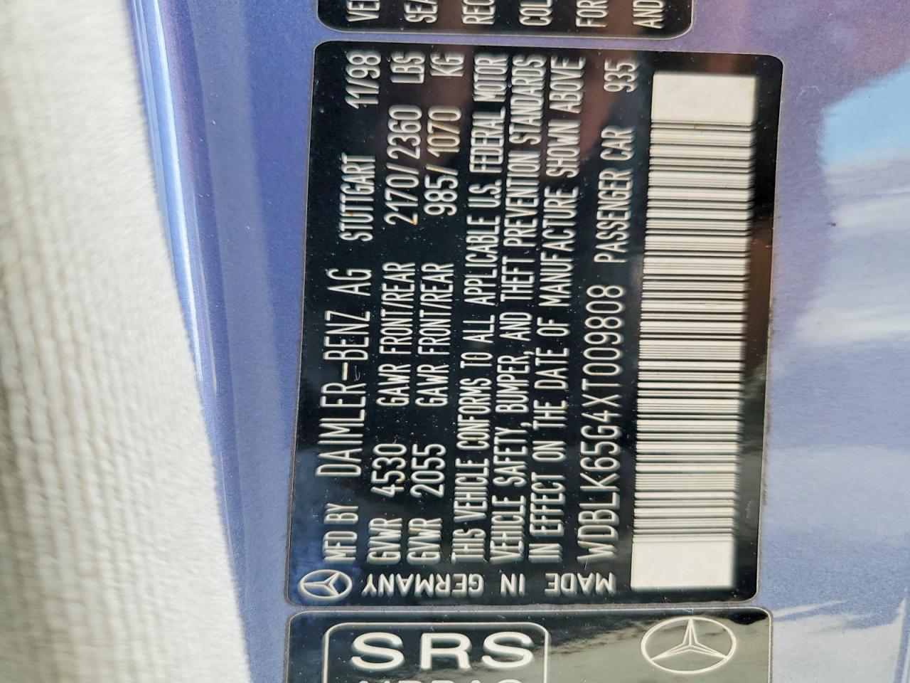 1999 Mercedes-benz Clk 320 Blue vin: WDBLK65G4XT009808