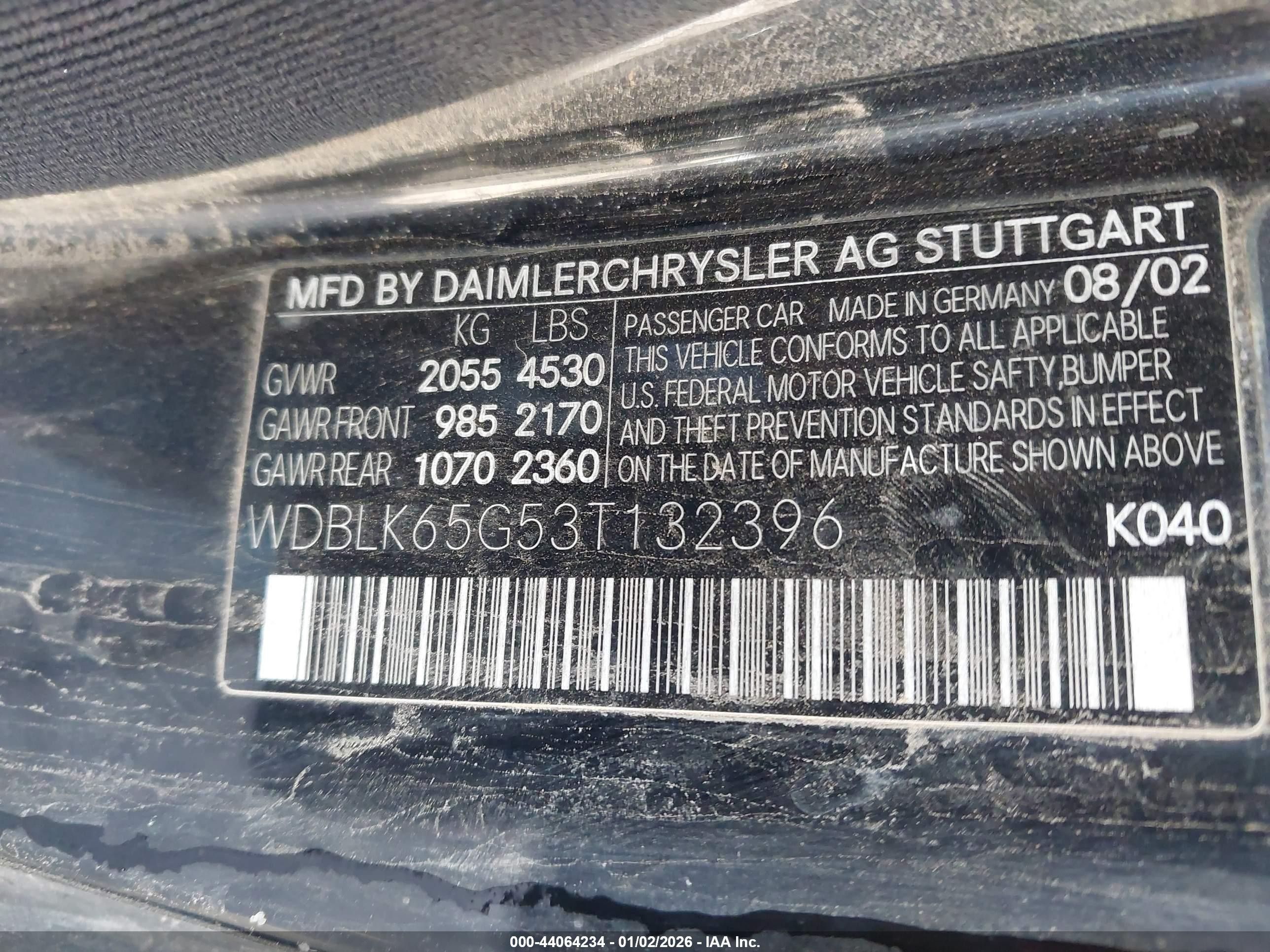 2003 Mercedes-benz Clk 320   Black vin: WDBLK65G53T132396