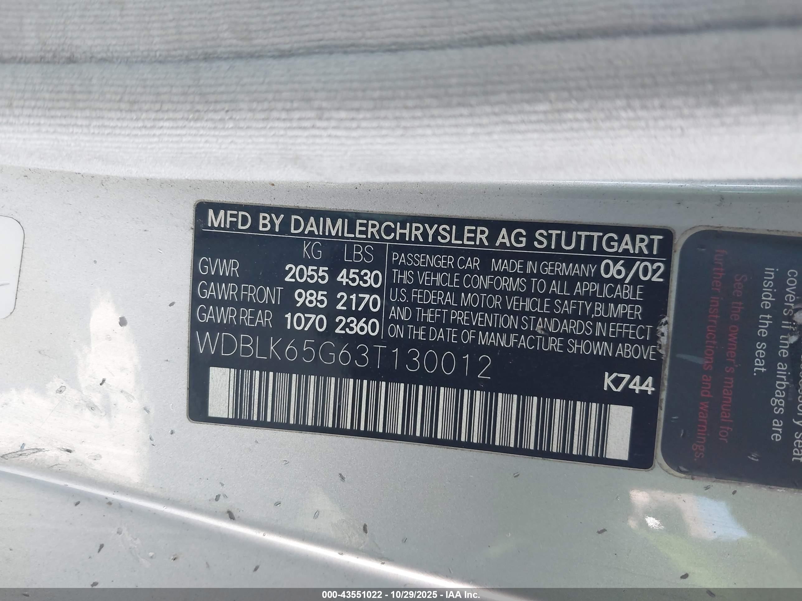 2003 Mercedes-benz Clk 320   Silver vin: WDBLK65G63T130012