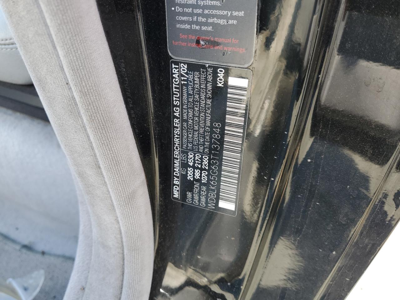 2003 Mercedes-benz Clk 320 Black vin: WDBLK65G63T137848