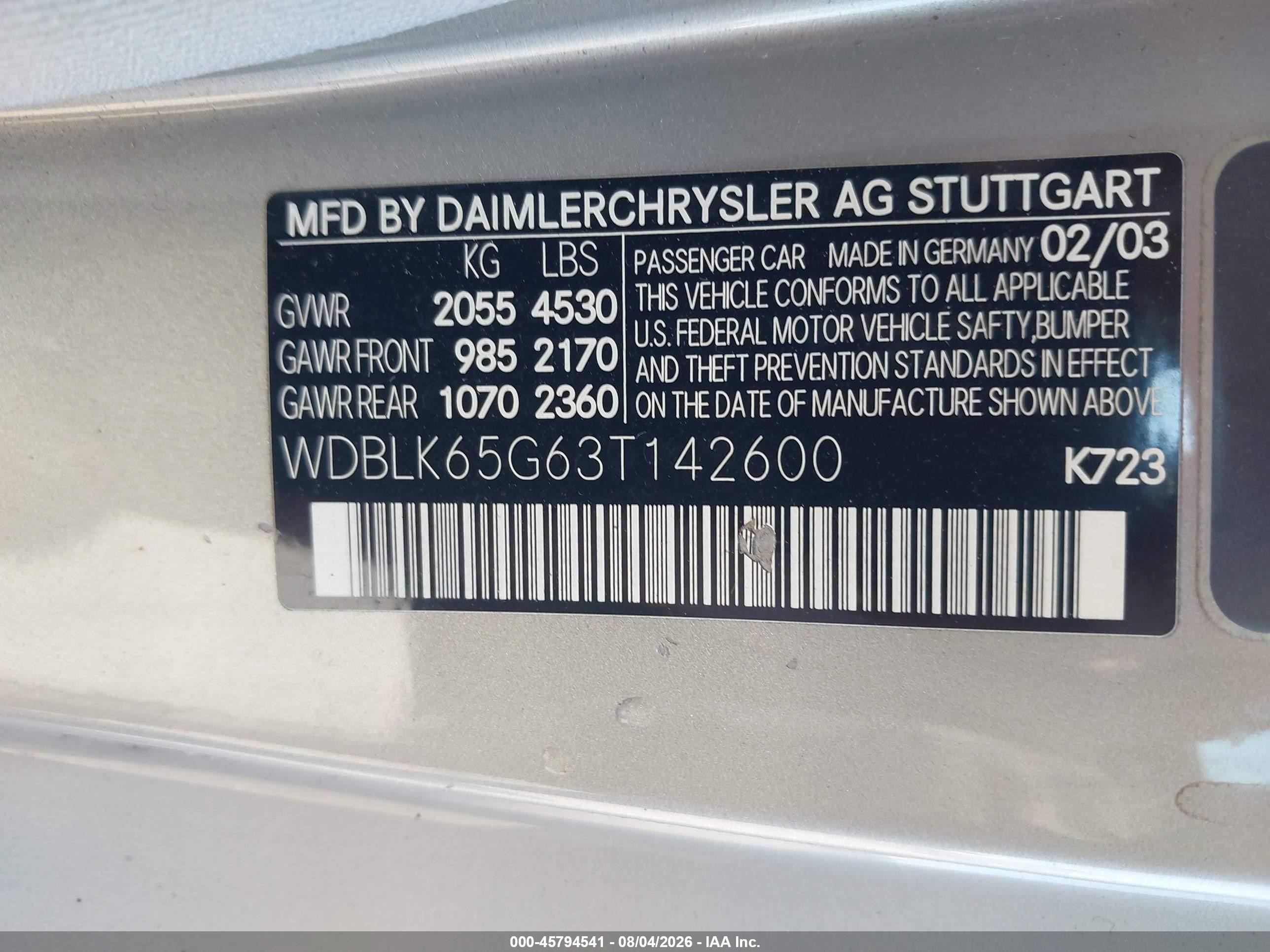 2003 Mercedes-benz Clk 320   Silver vin: WDBLK65G63T142600