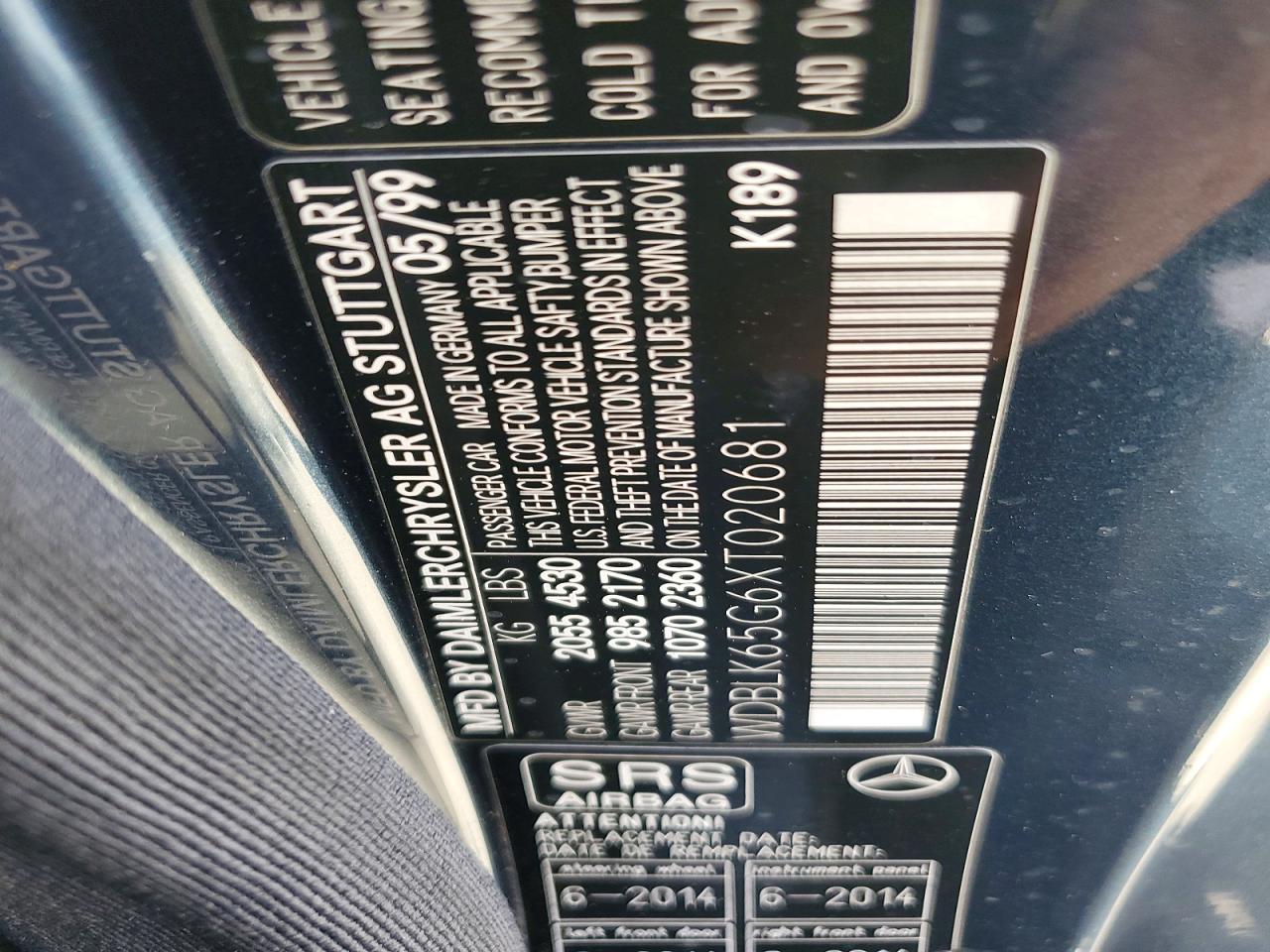 1999 Mercedes-benz Clk 320 Blue vin: WDBLK65G6XT020681