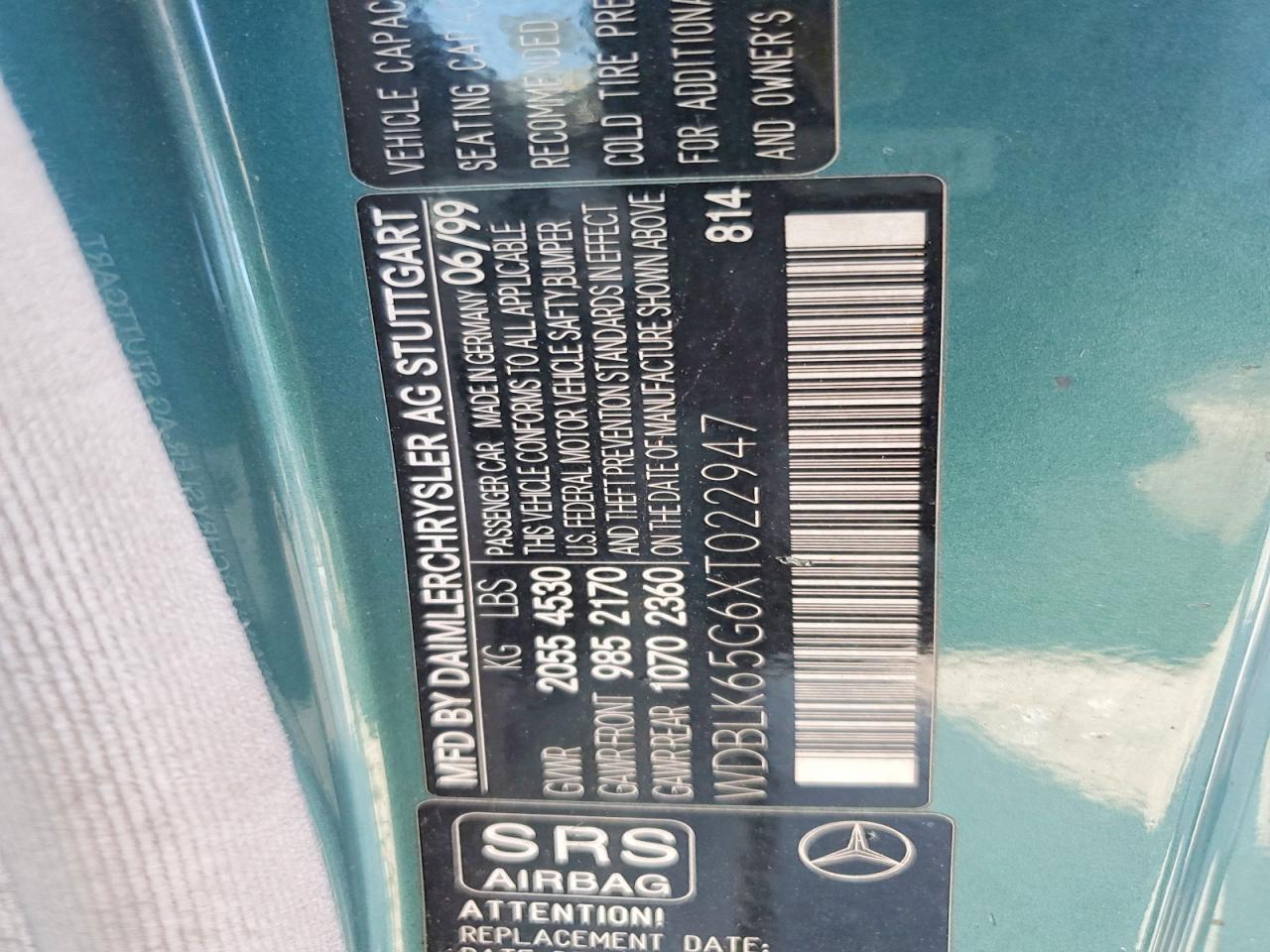 1999 Mercedes-benz Clk 320 Green vin: WDBLK65G6XT022947