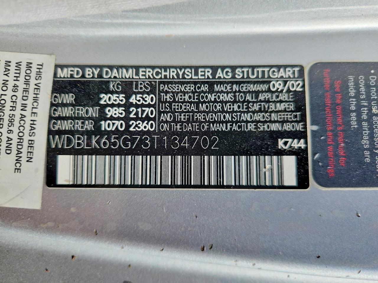 2003 Mercedes-benz Clk 320 Silver vin: WDBLK65G73T134702