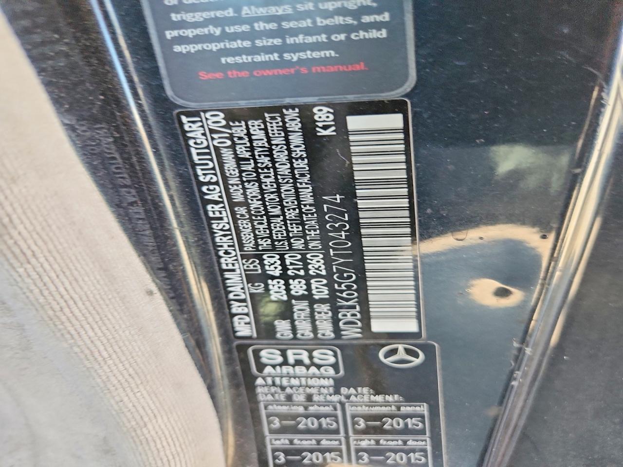 2000 Mercedes-benz Clk Class 2d 320 Blue vin: WDBLK65G7YT043274