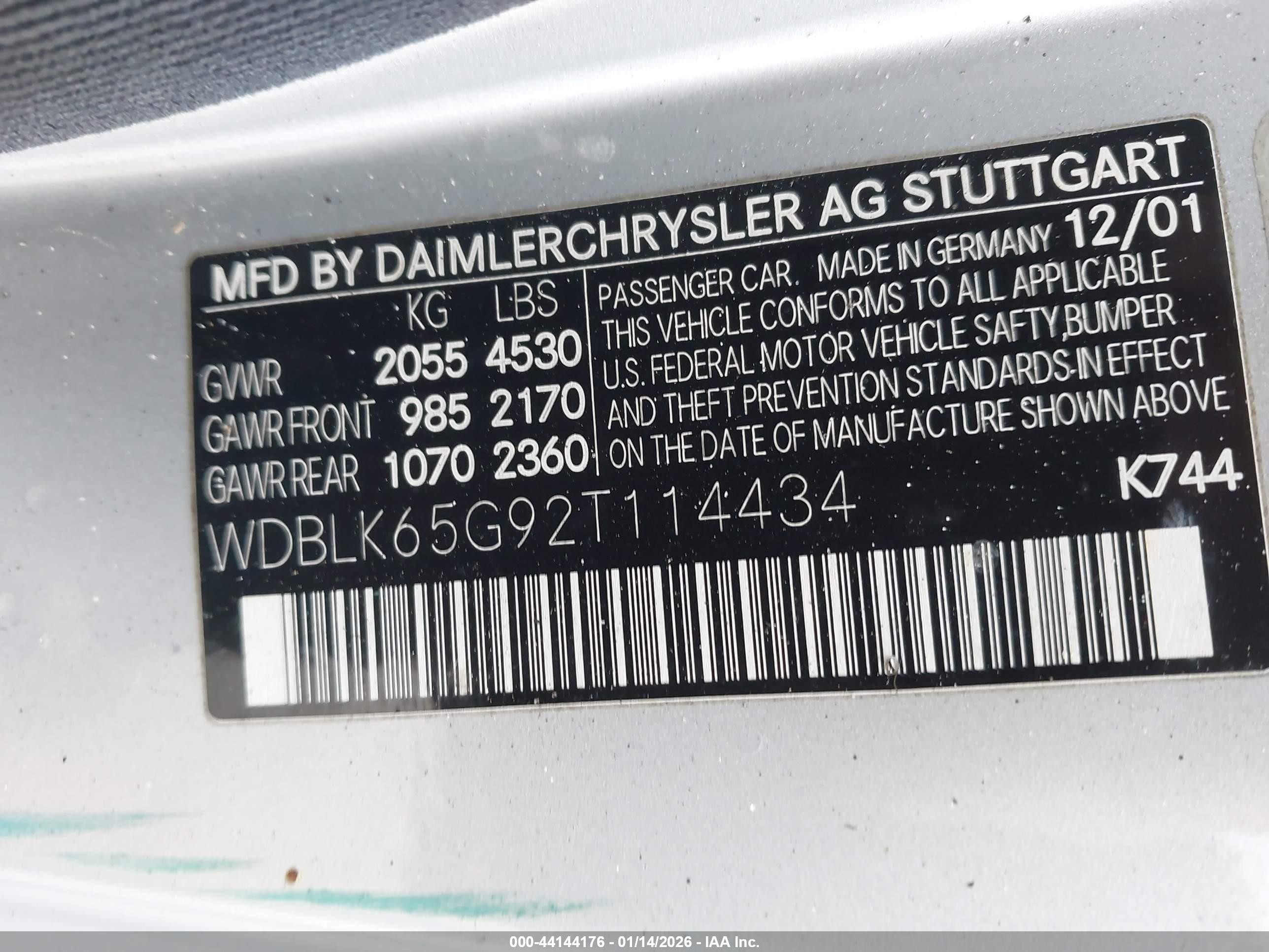 2002 Mercedes-benz Clk 320   Silver vin: WDBLK65G92T114434