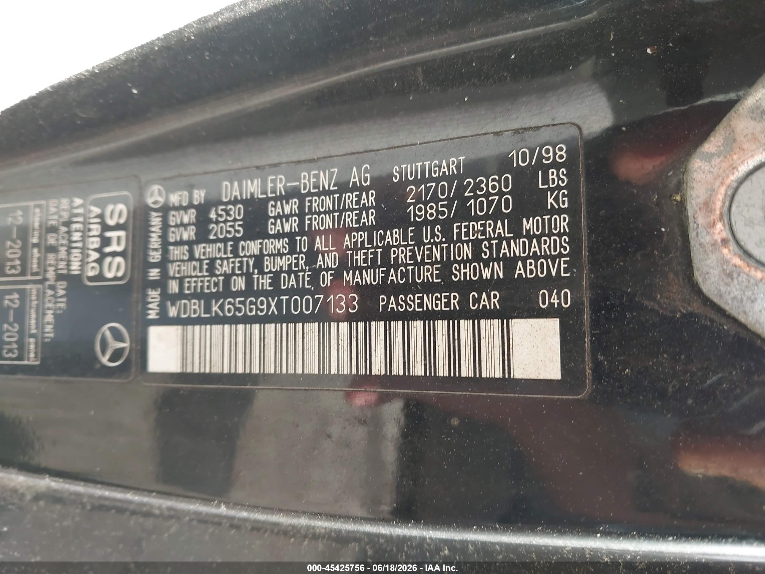 1999 Mercedes-benz Clk 320   Black vin: WDBLK65G9XT007133