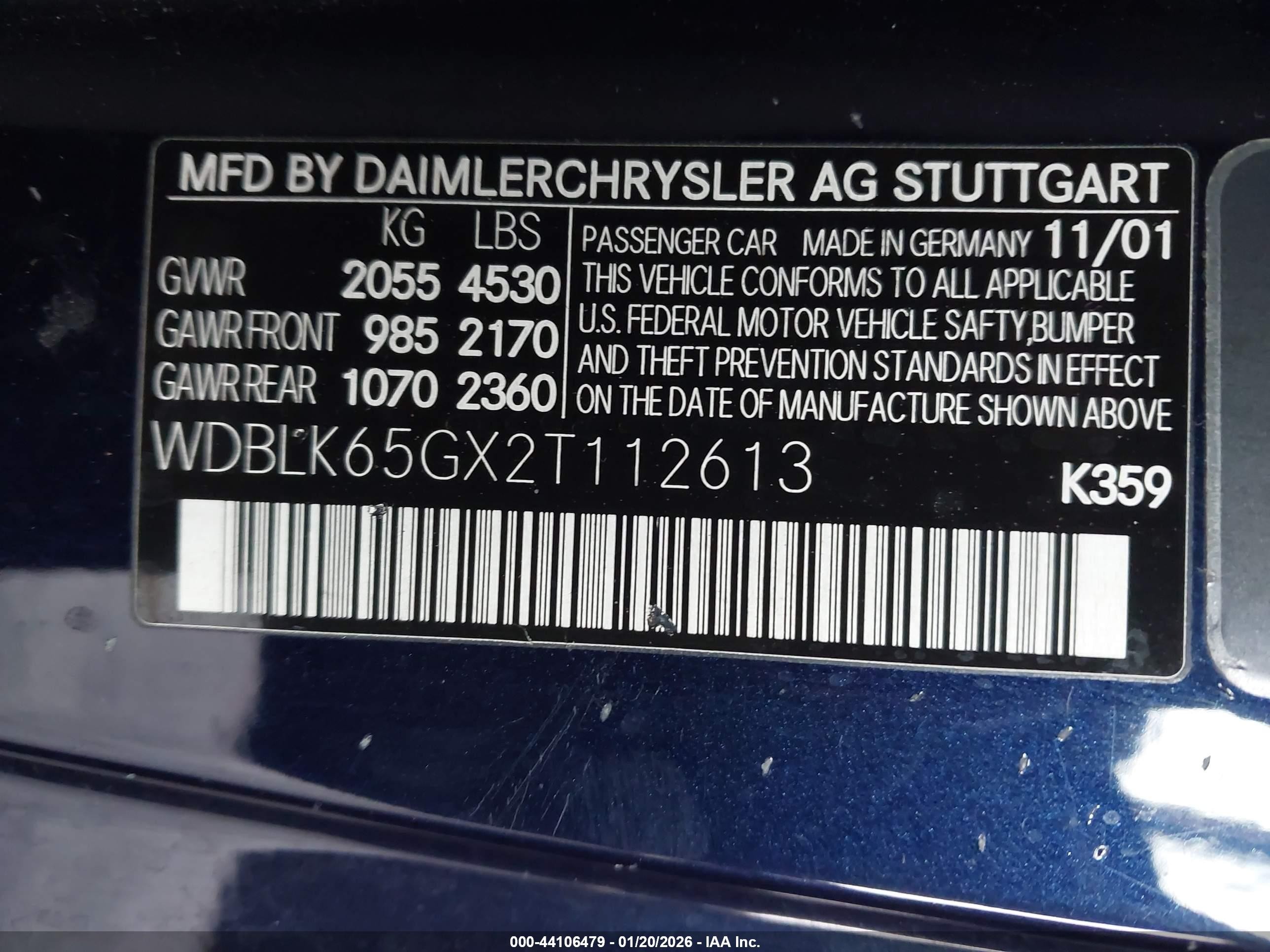2002 Mercedes-benz Clk 320   Blue vin: WDBLK65GX2T112613