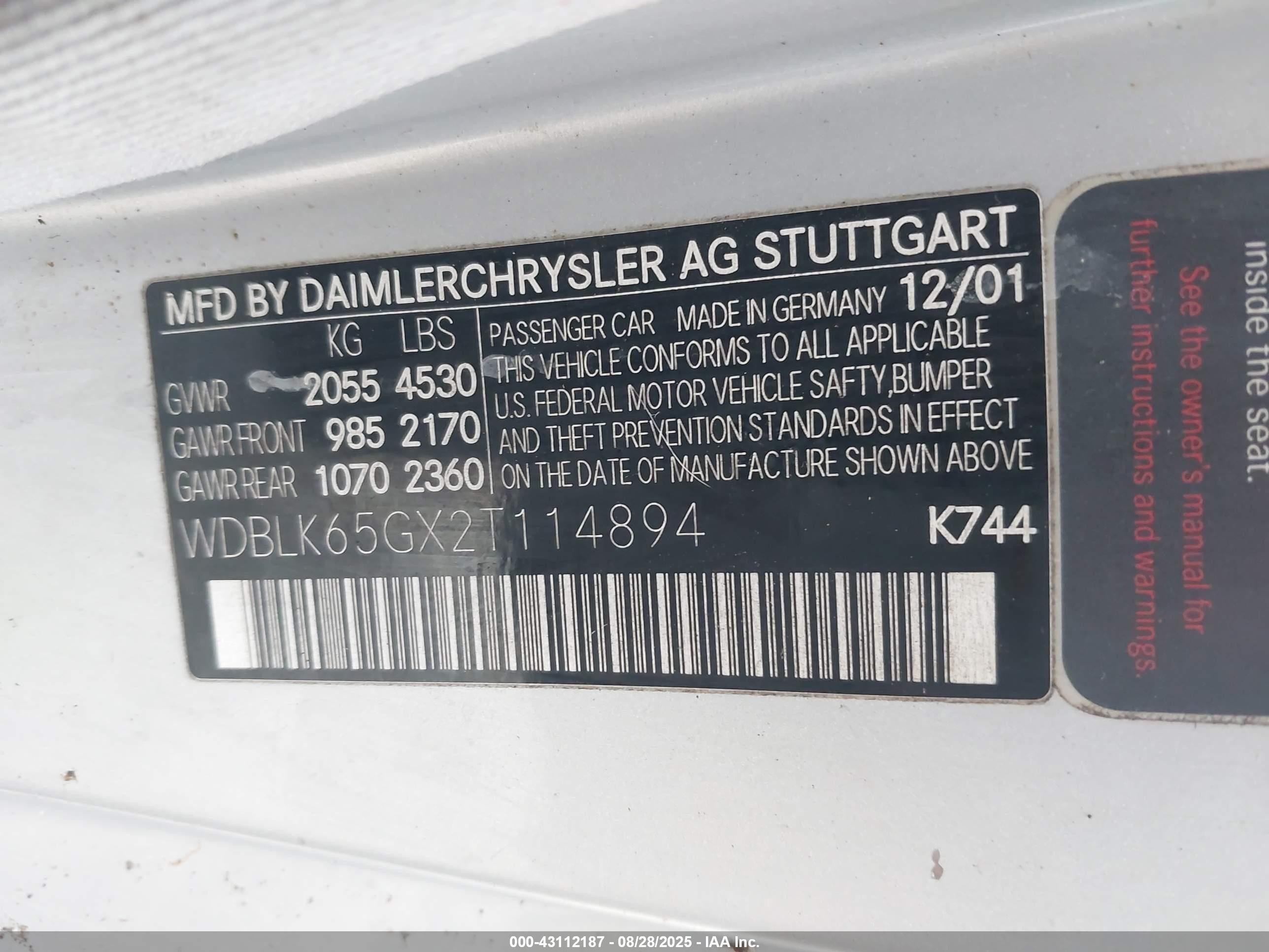 2002 Mercedes-benz Clk 320   Silver vin: WDBLK65GX2T114894