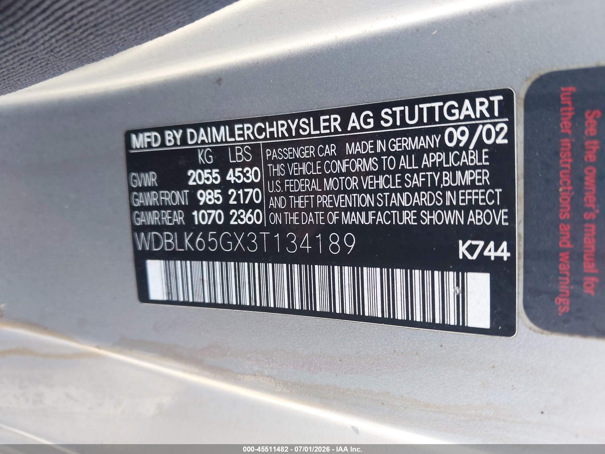 2003 Mercedes-benz Clk 320   Silver vin: WDBLK65GX3T134189