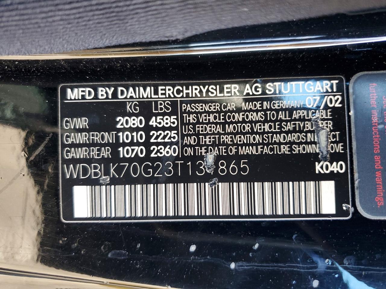 2003 Mercedes-benz Clk 430 Black vin: WDBLK70G23T131865