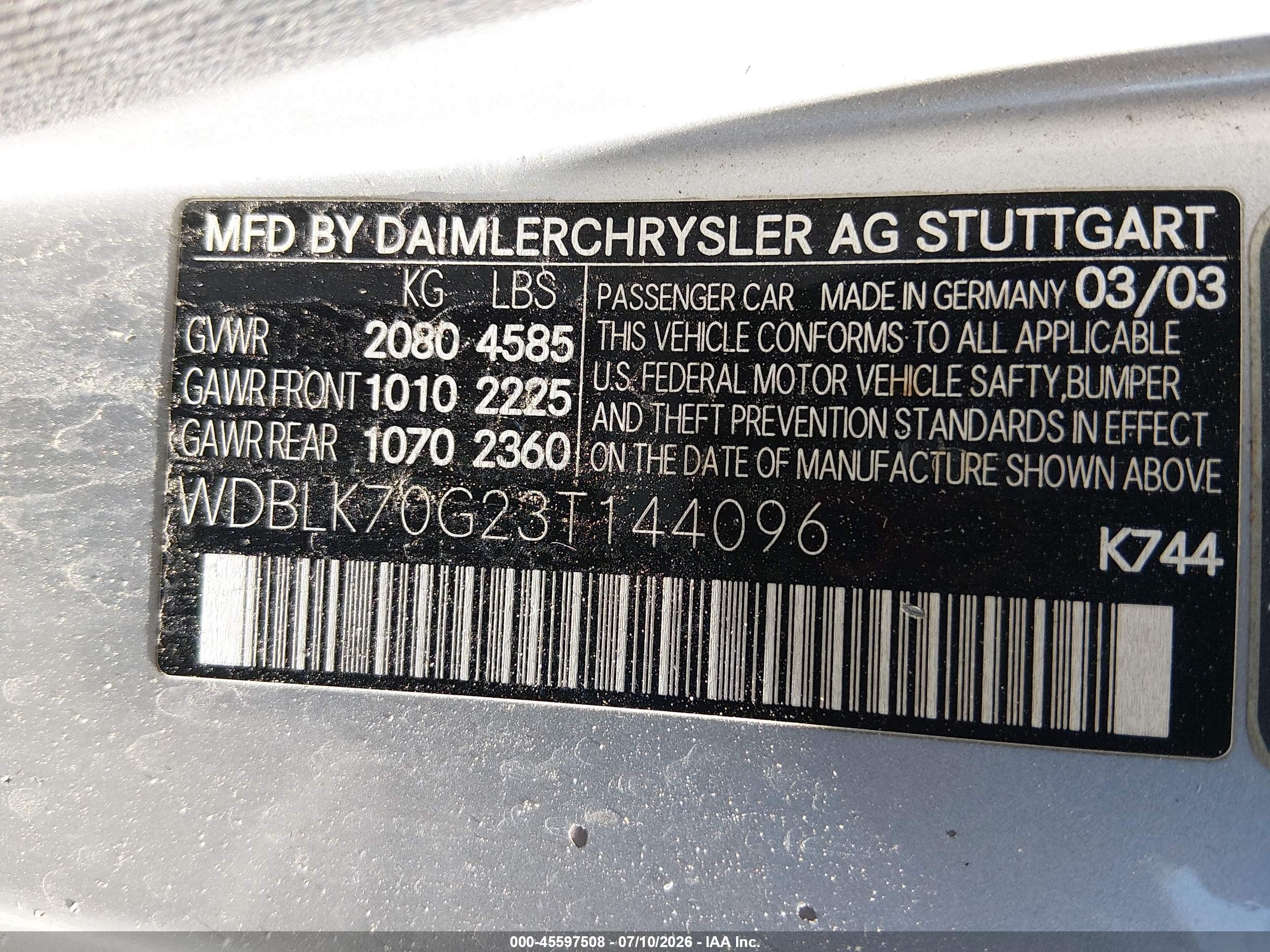 2003 Mercedes-benz Clk 430 Gray vin: WDBLK70G23T144096
