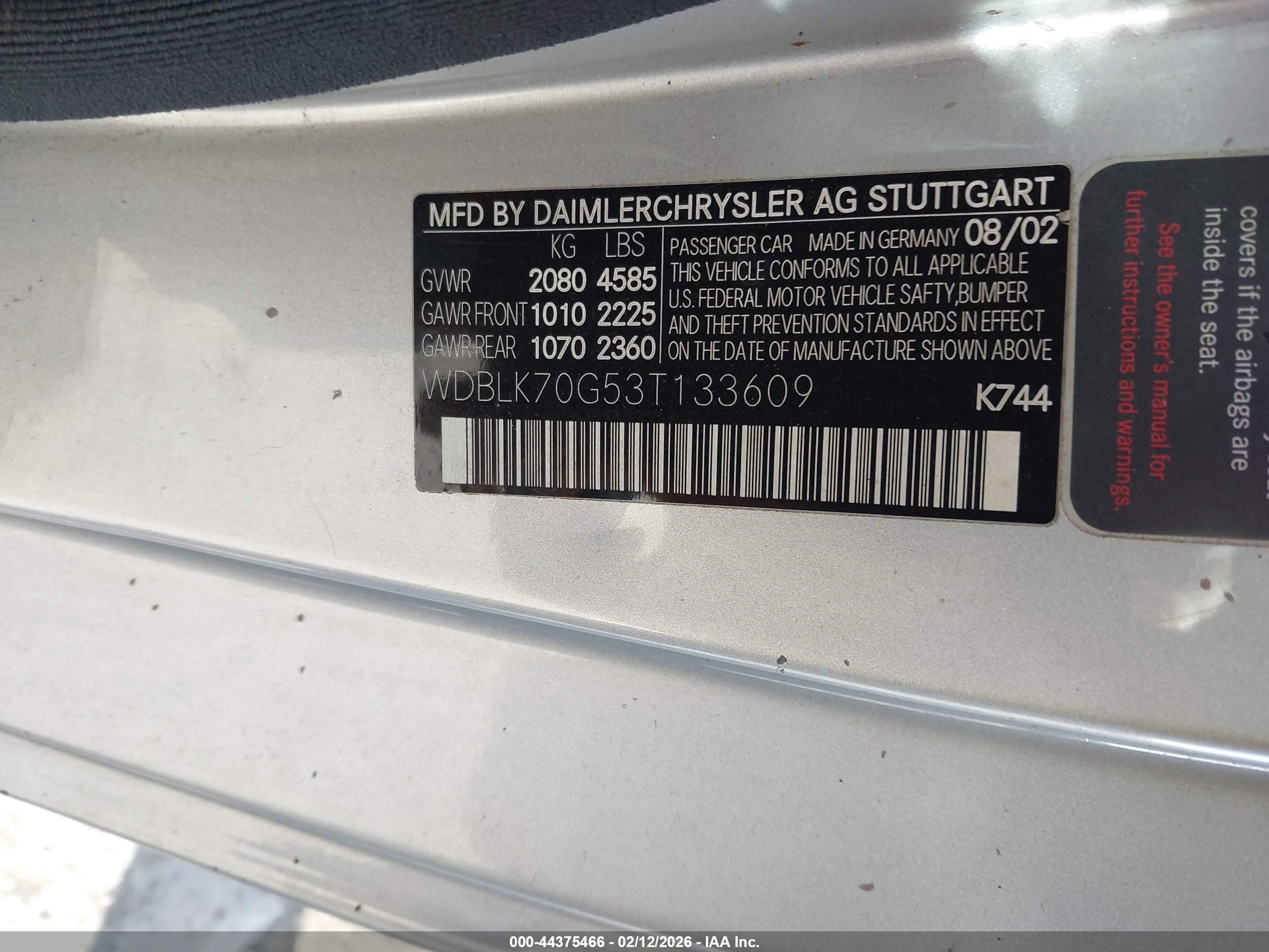 2003 Mercedes-benz Clk 430   Silver vin: WDBLK70G53T133609