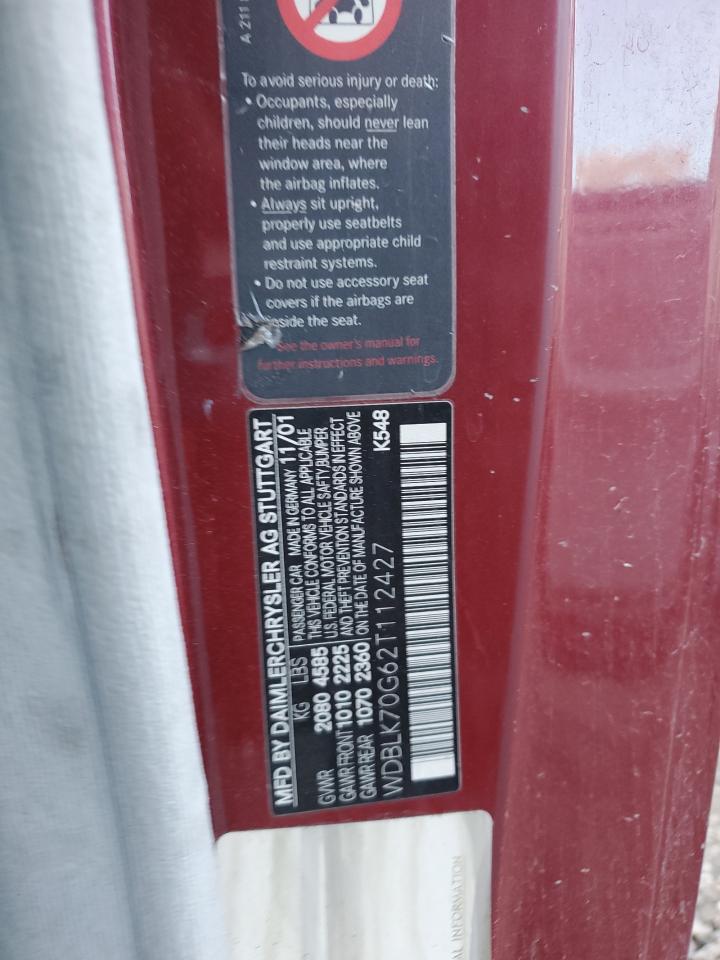 2002 Mercedes-benz Clk 430 Red vin: WDBLK70G62T112427
