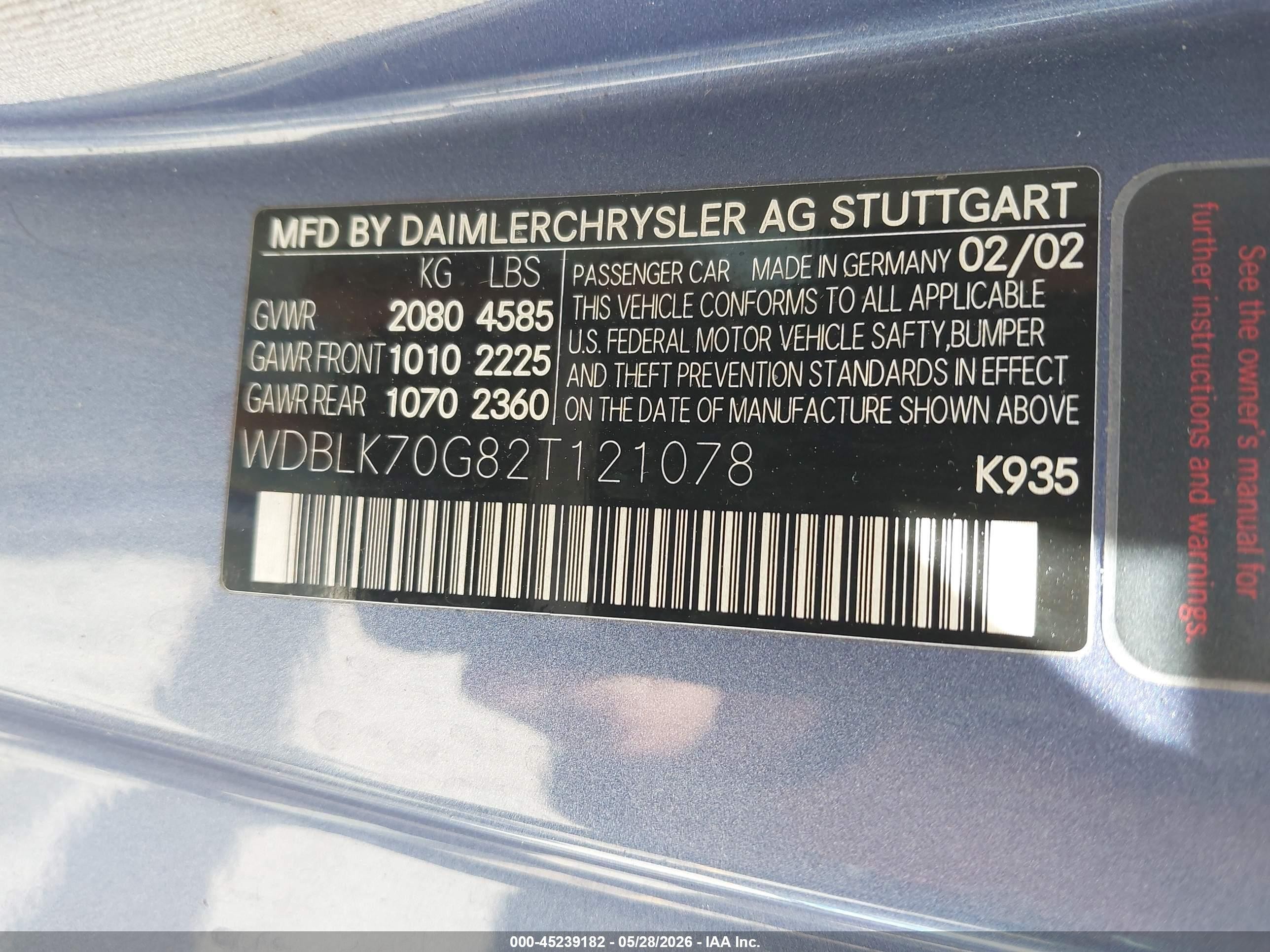 2002 Mercedes-benz Clk 430   Черный vin: WDBLK70G82T121078