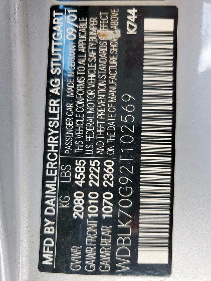 2002 Mercedes-benz Clk 430 Silver vin: WDBLK70G92T102569
