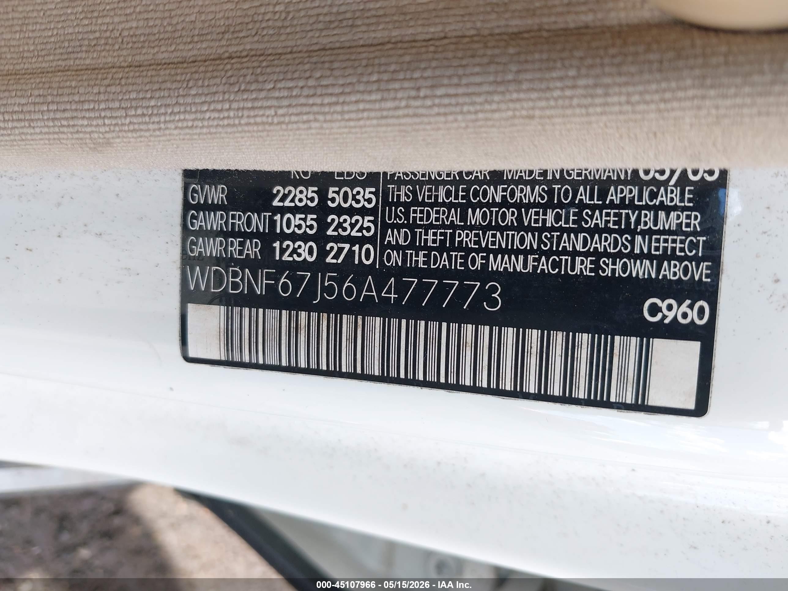 2006 Mercedes-benz S 350   Белый vin: WDBNF67J56A477773