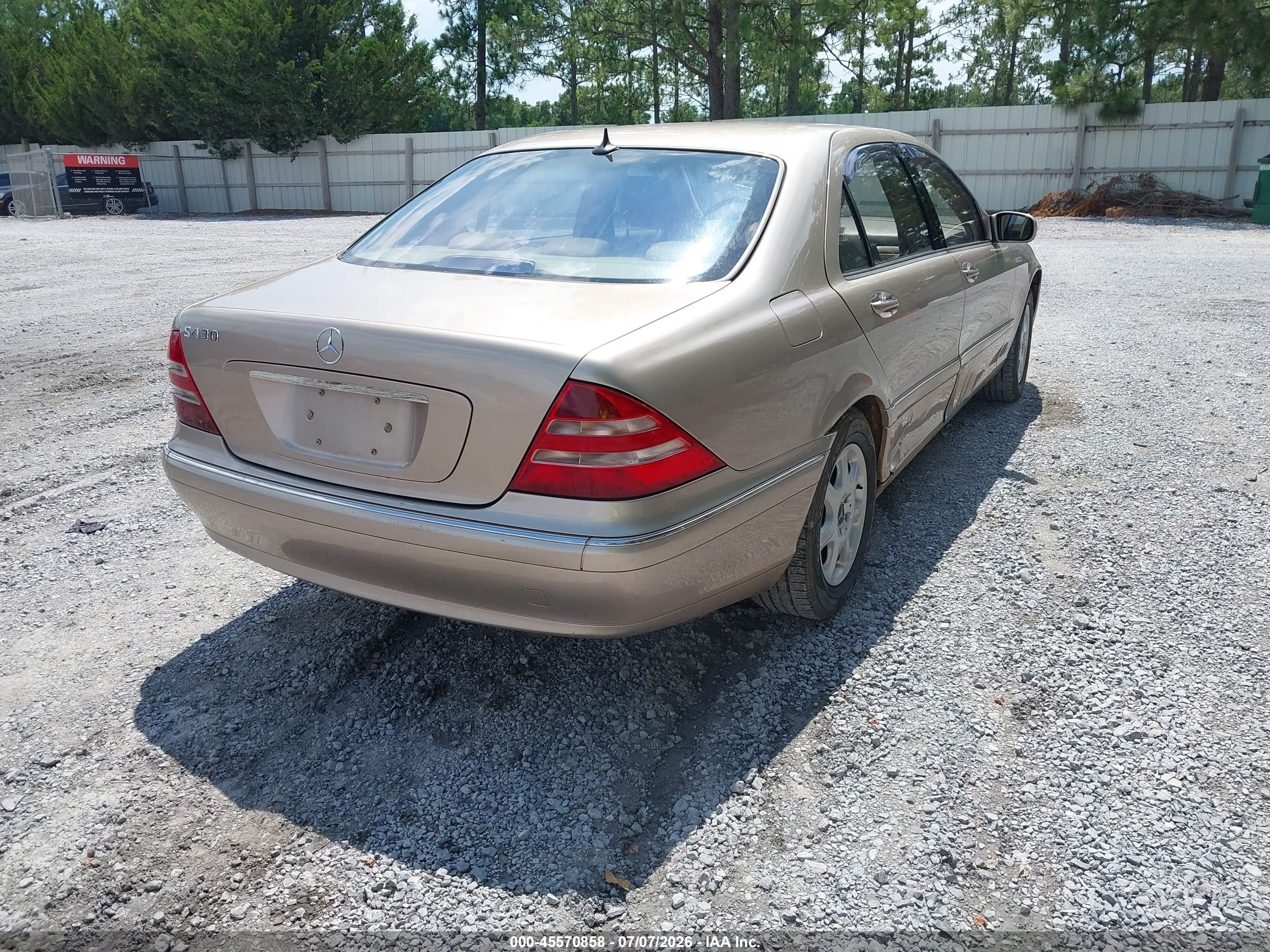 2001 Mercedes-benz S 430   Gold vin: WDBNG70J01A167746