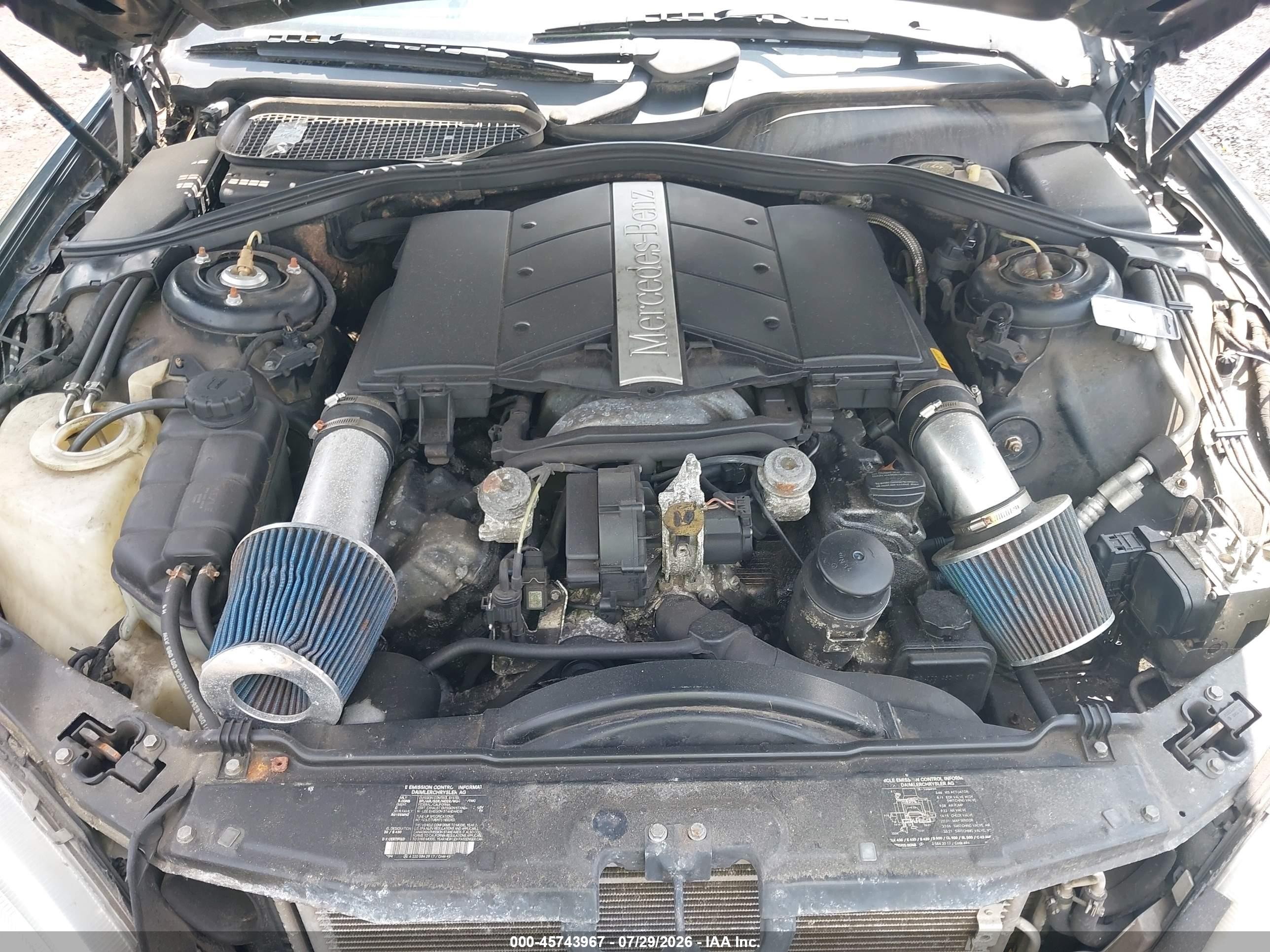 2000 Mercedes-benz S 430   Black vin: WDBNG70J0YA083209