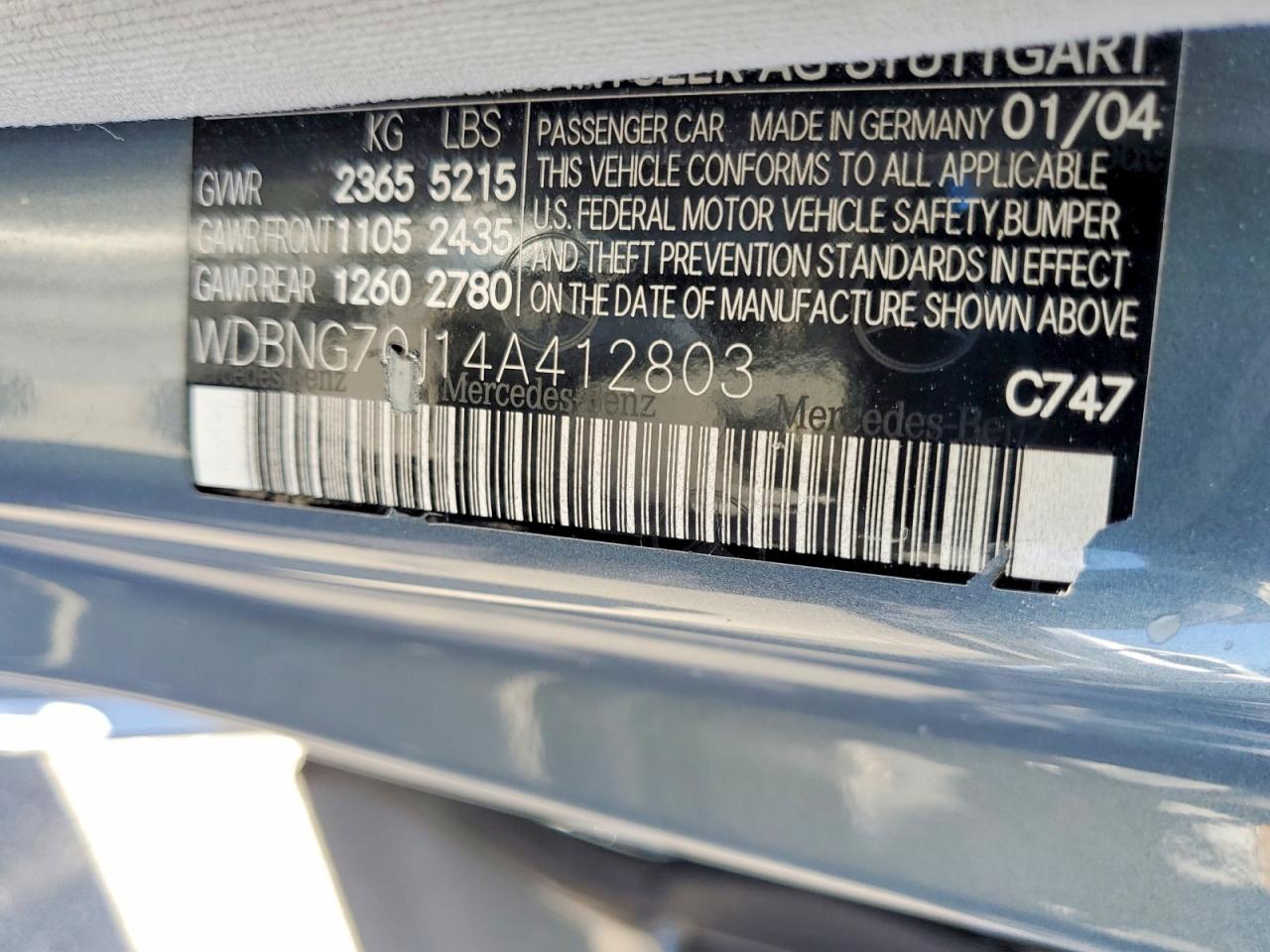 2004 Mercedes-benz S 430 Gray vin: WDBNG70J14A412803
