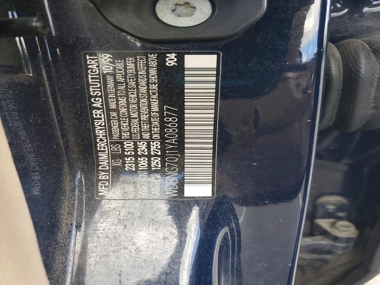 2000 Mercedes-benz S 430 Синий vin: WDBNG70J1YA086877