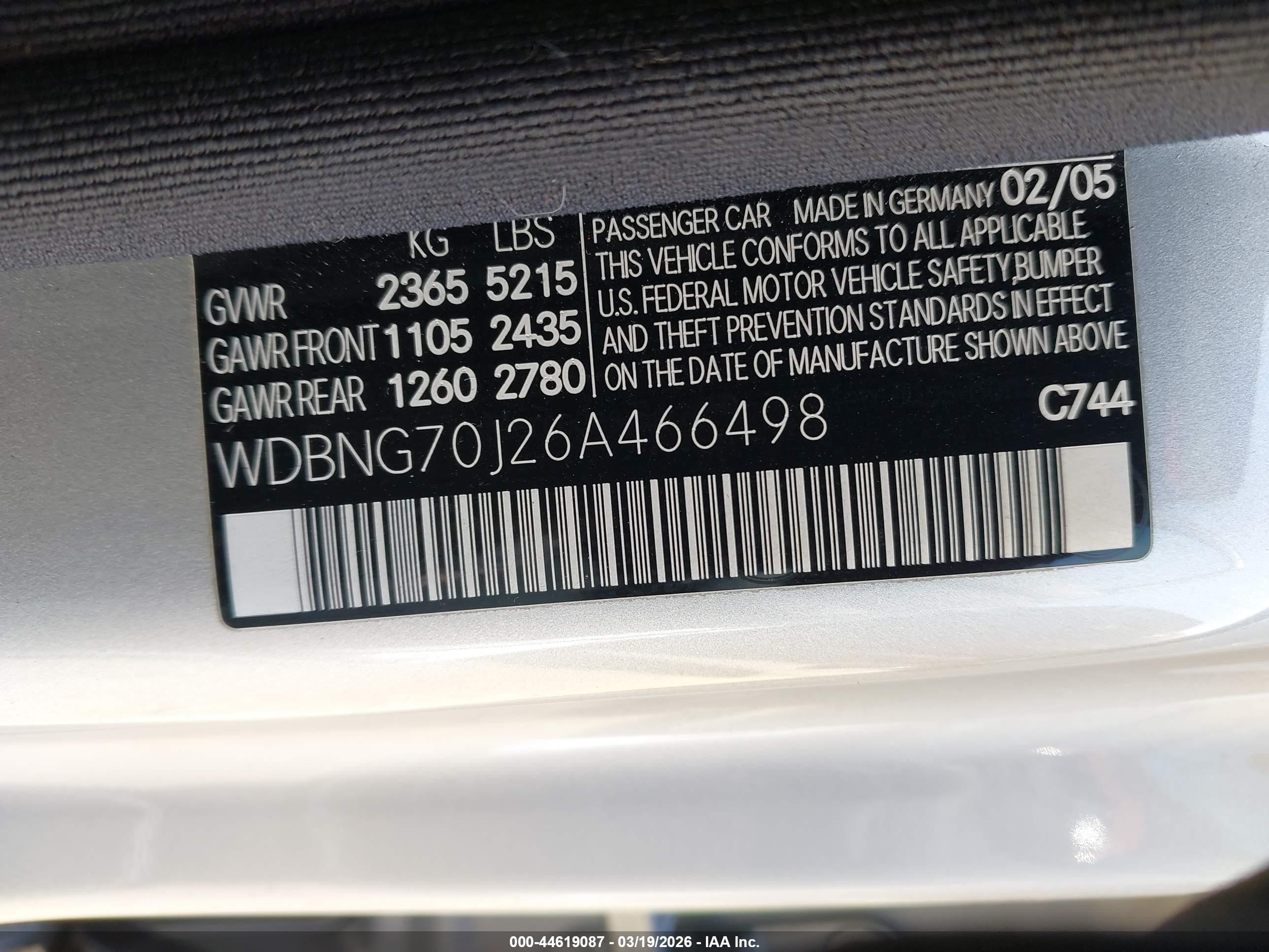 2006 Mercedes-benz S 430   Серебряный vin: WDBNG70J26A466498