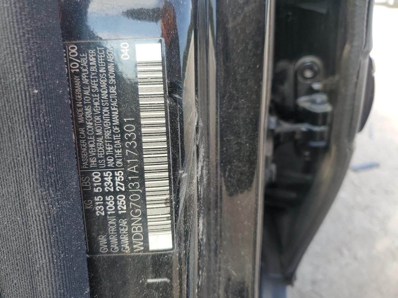 2001 Mercedes-benz S 430 Черный vin: WDBNG70J31A173301