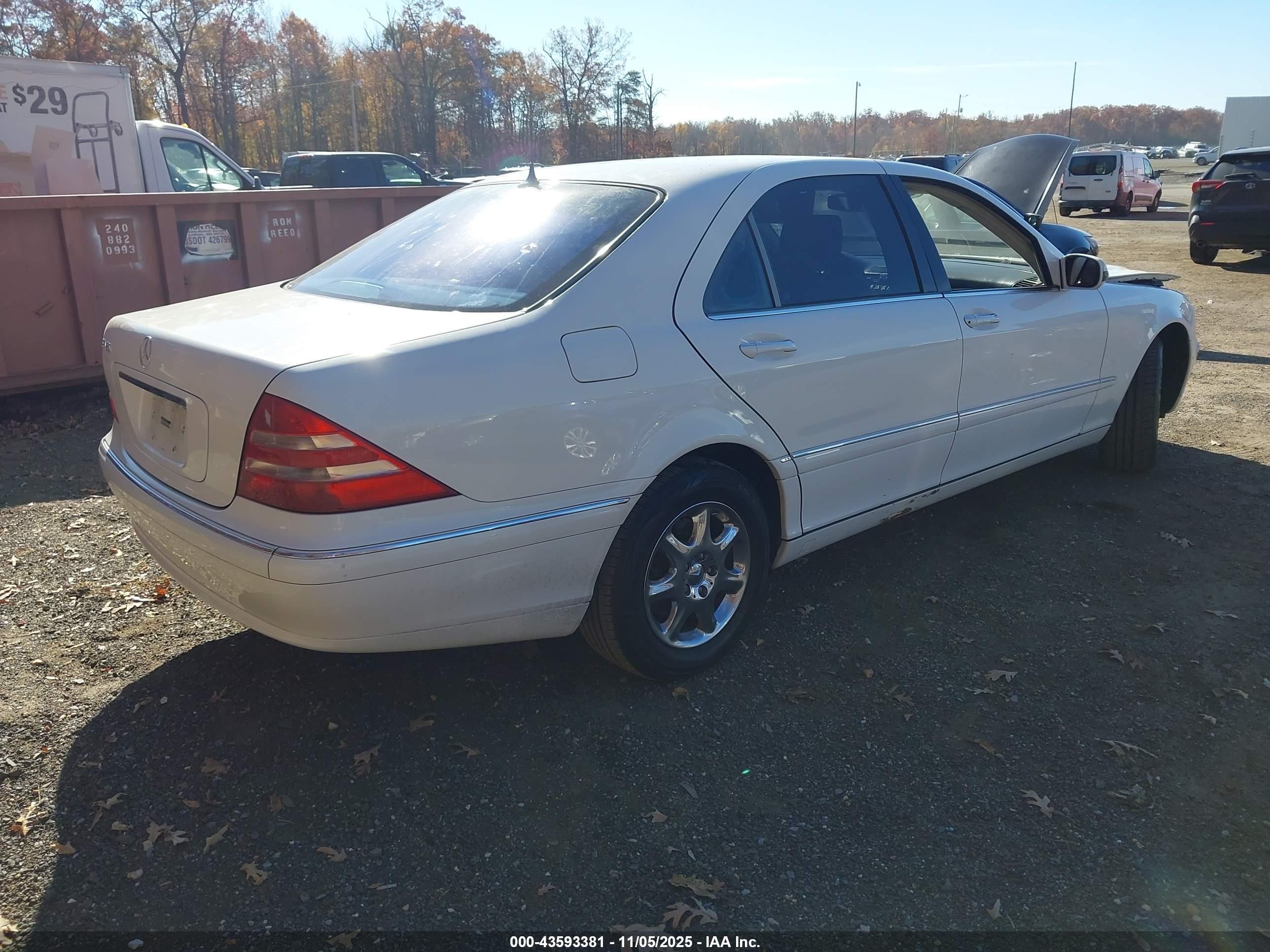 2001 Mercedes-benz S 430   White vin: WDBNG70J31A189403
