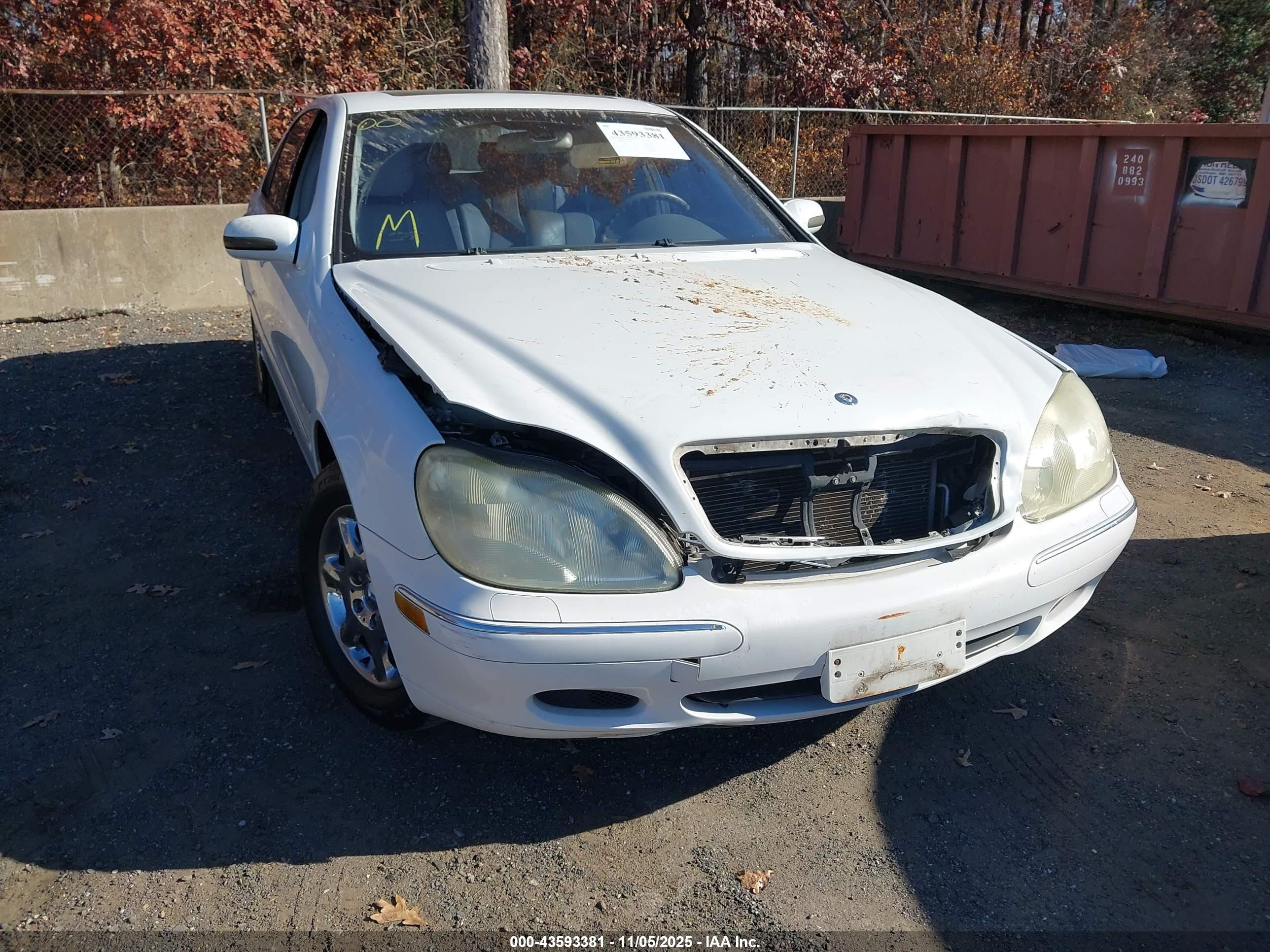 2001 Mercedes-benz S 430   White vin: WDBNG70J31A189403