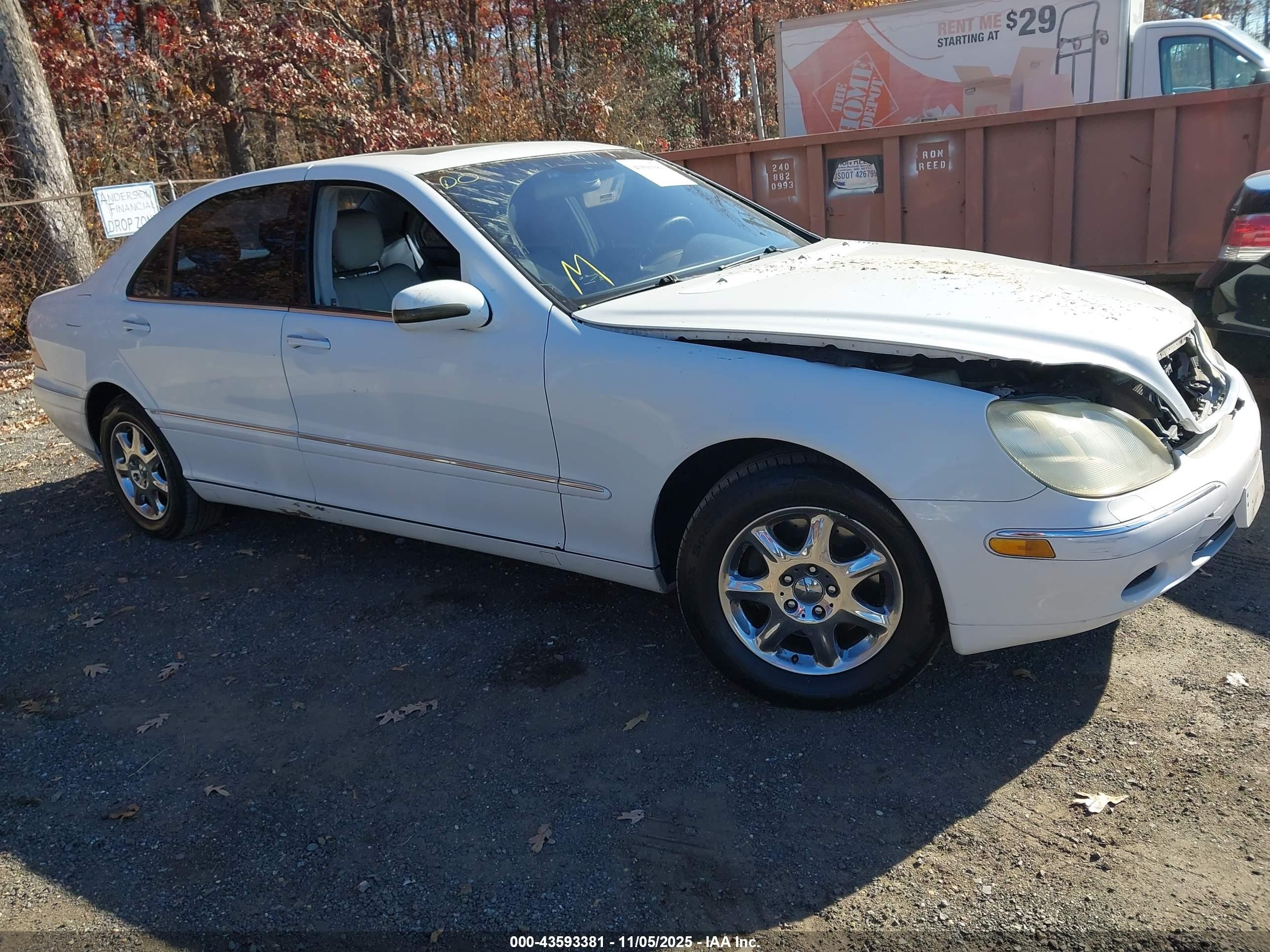 2001 Mercedes-benz S 430   White vin: WDBNG70J31A189403